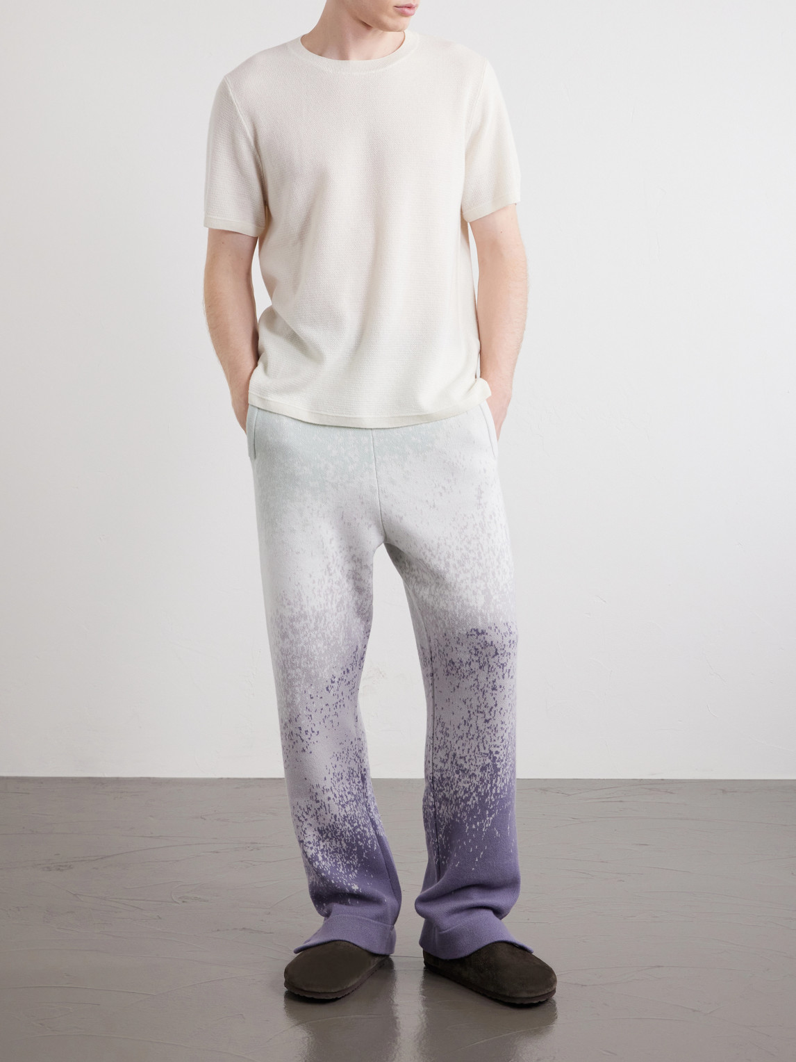 Ombre Straight-Leg Cashmere Trousers