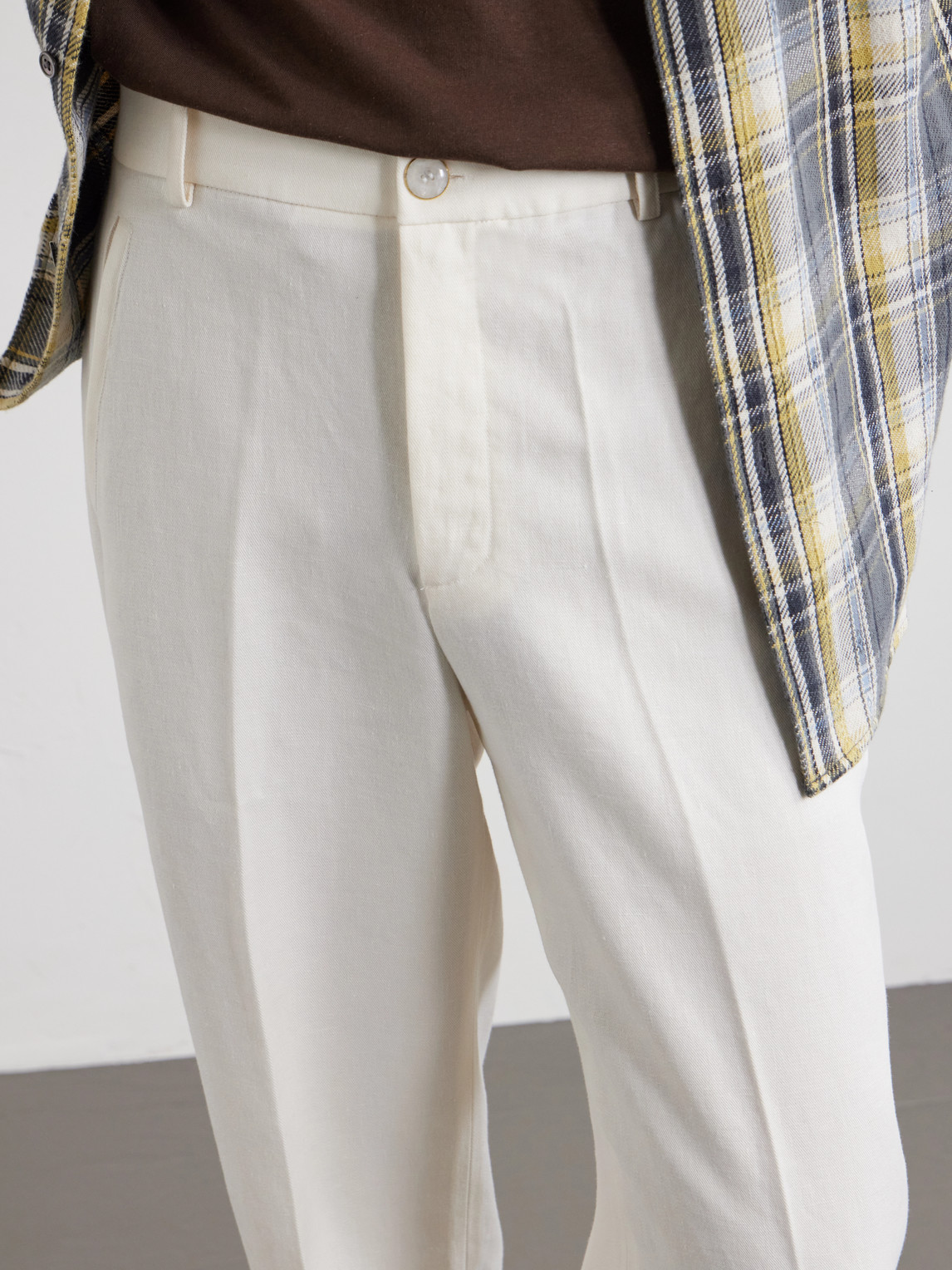 Straight-Leg Linen-Twill Trousers