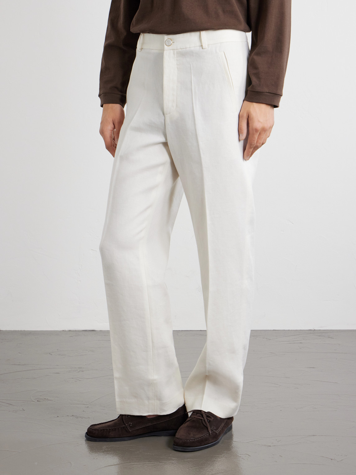 Straight-Leg Linen-Twill Trousers