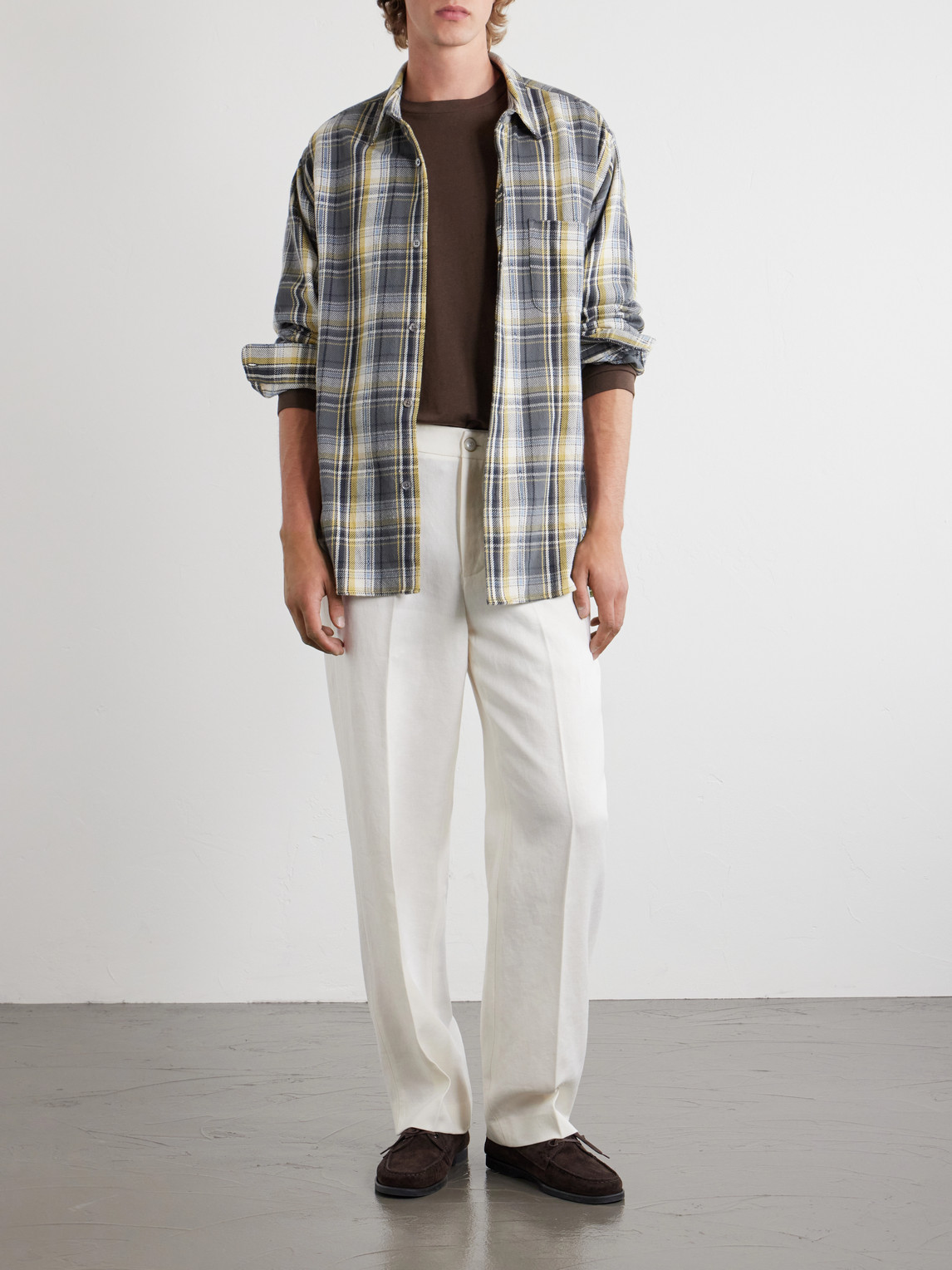 Straight-Leg Linen-Twill Trousers