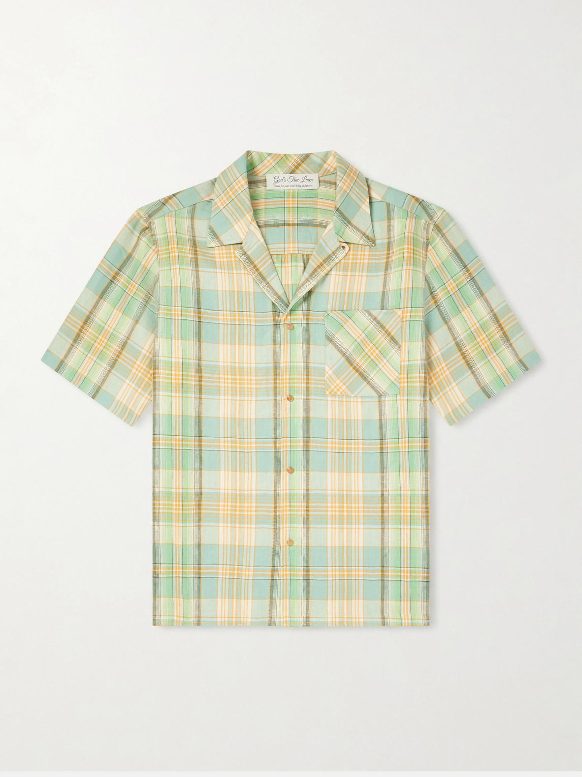 God's True Cashmere Convertible-Collar Checked Linen hirt - Men