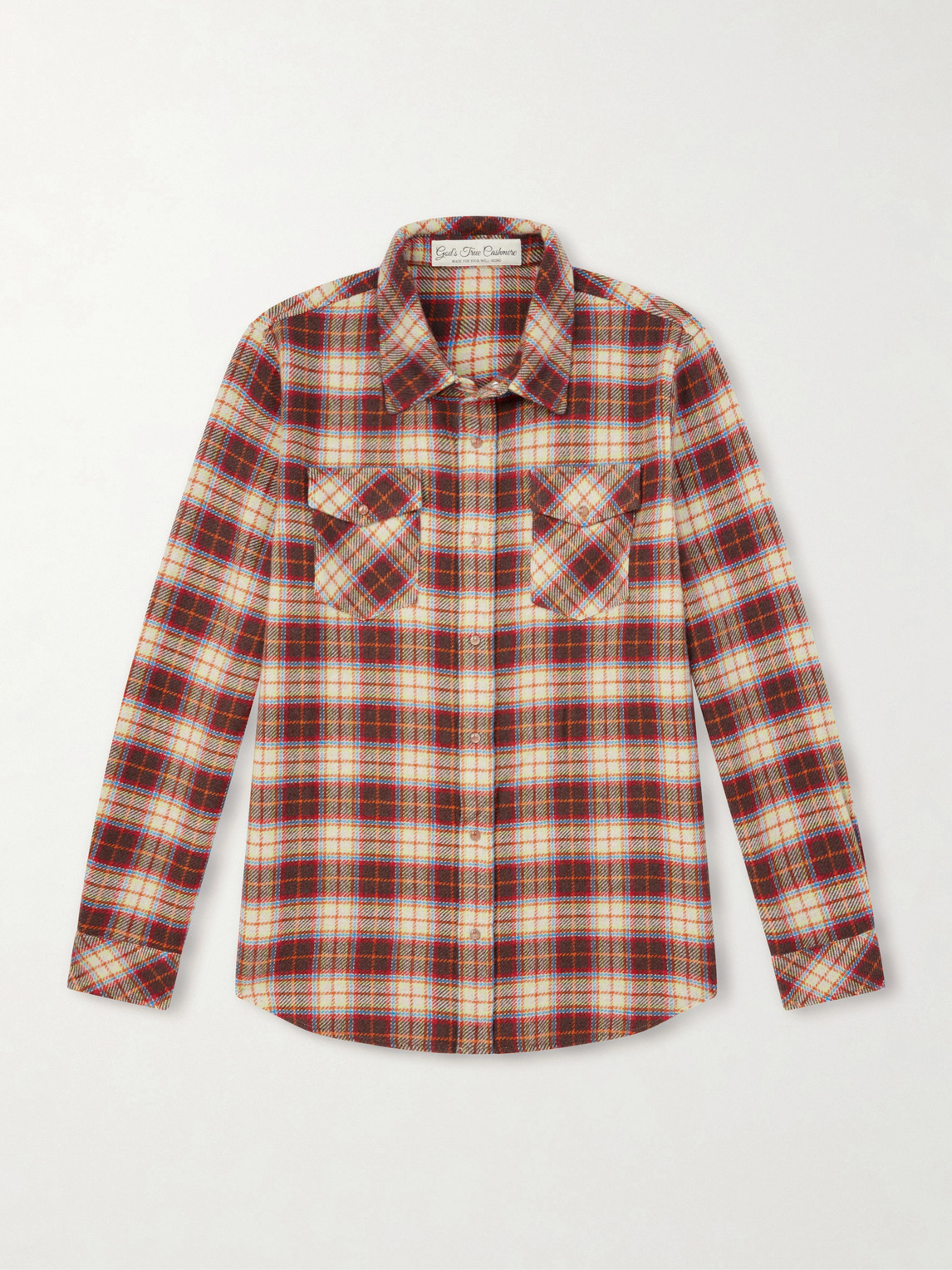 God's True Cashmere Saffron Checked Cashmere Shirten