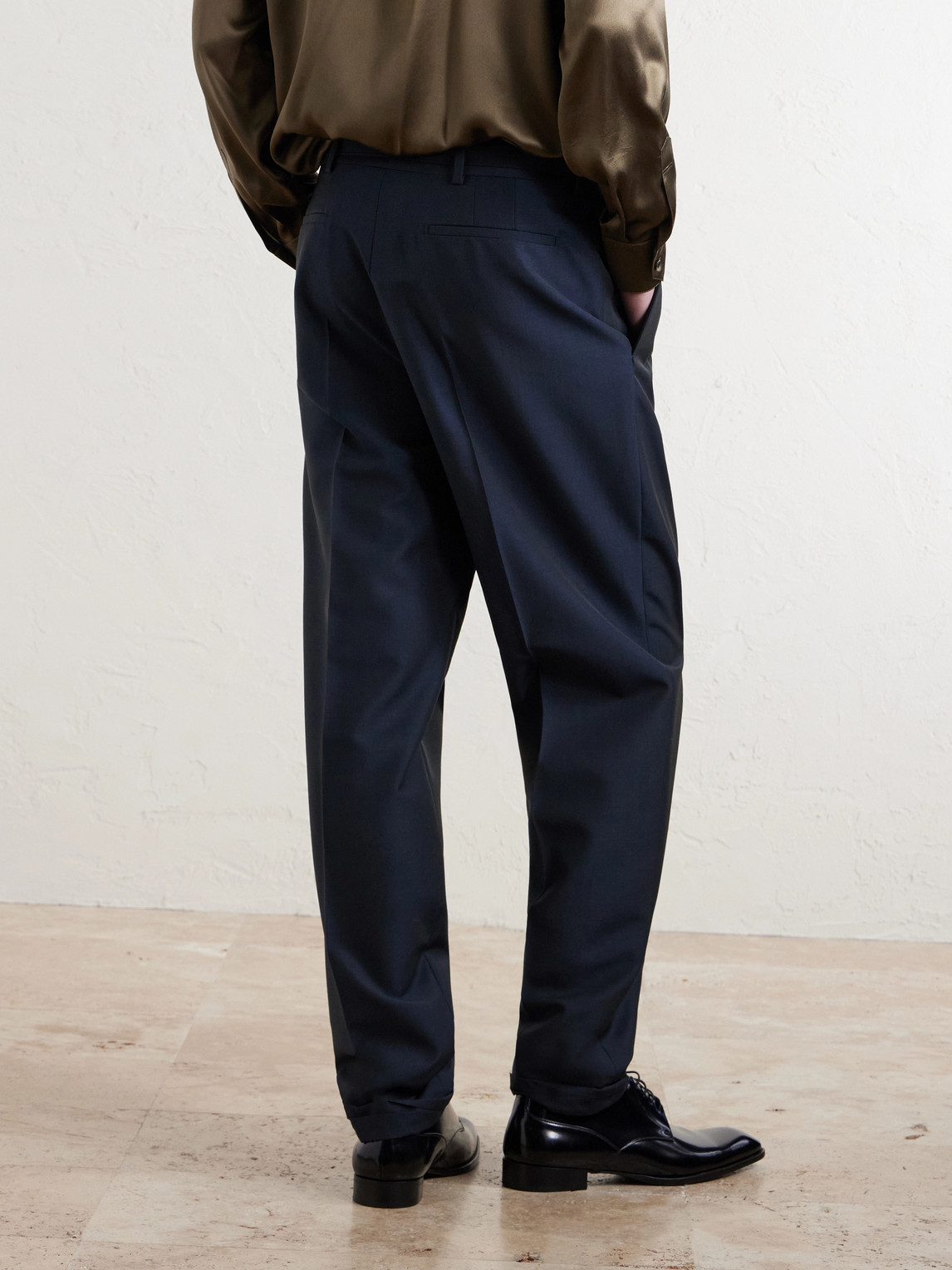 Tapered Pleated Wool