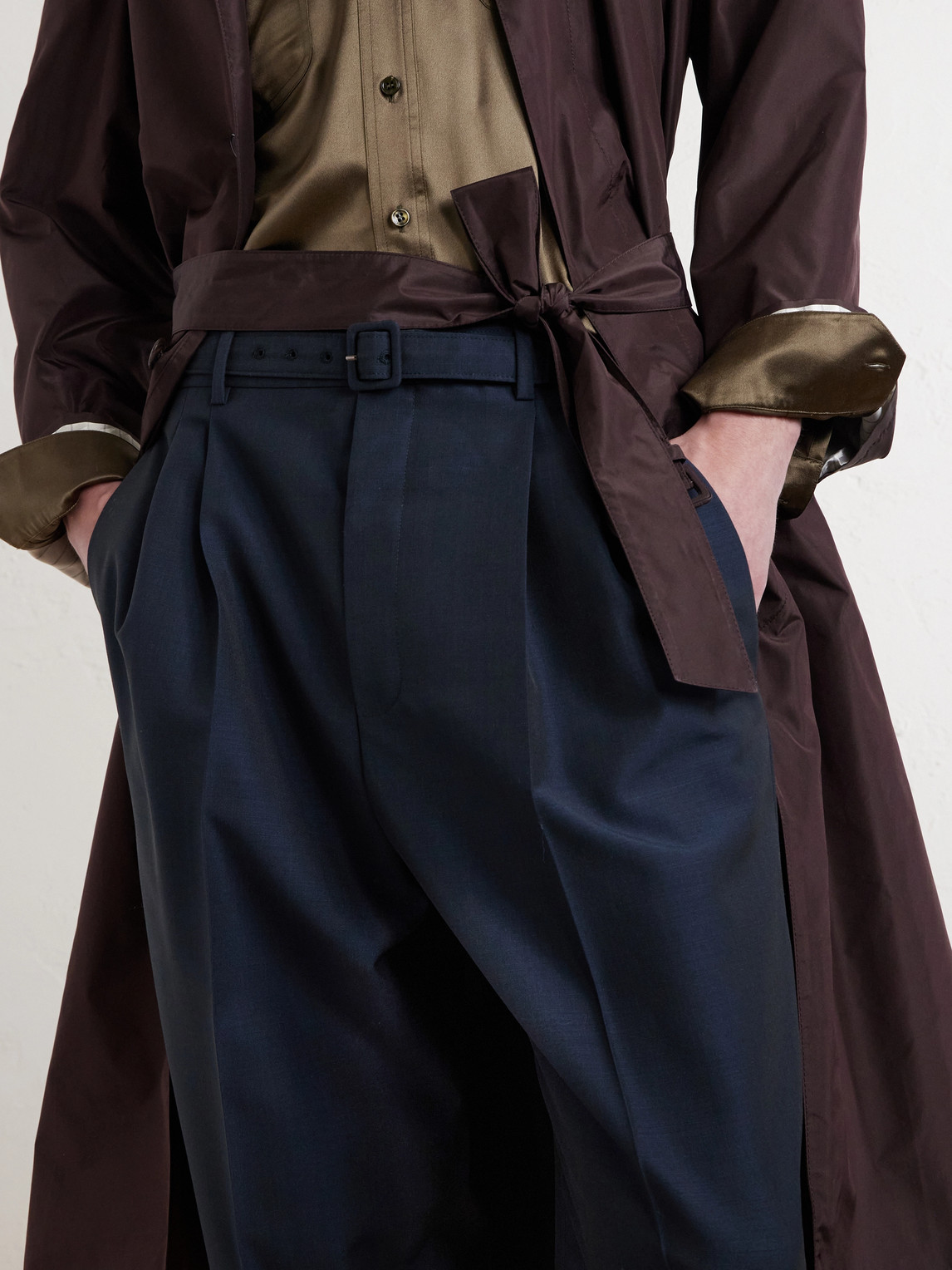Tapered Pleated Wool