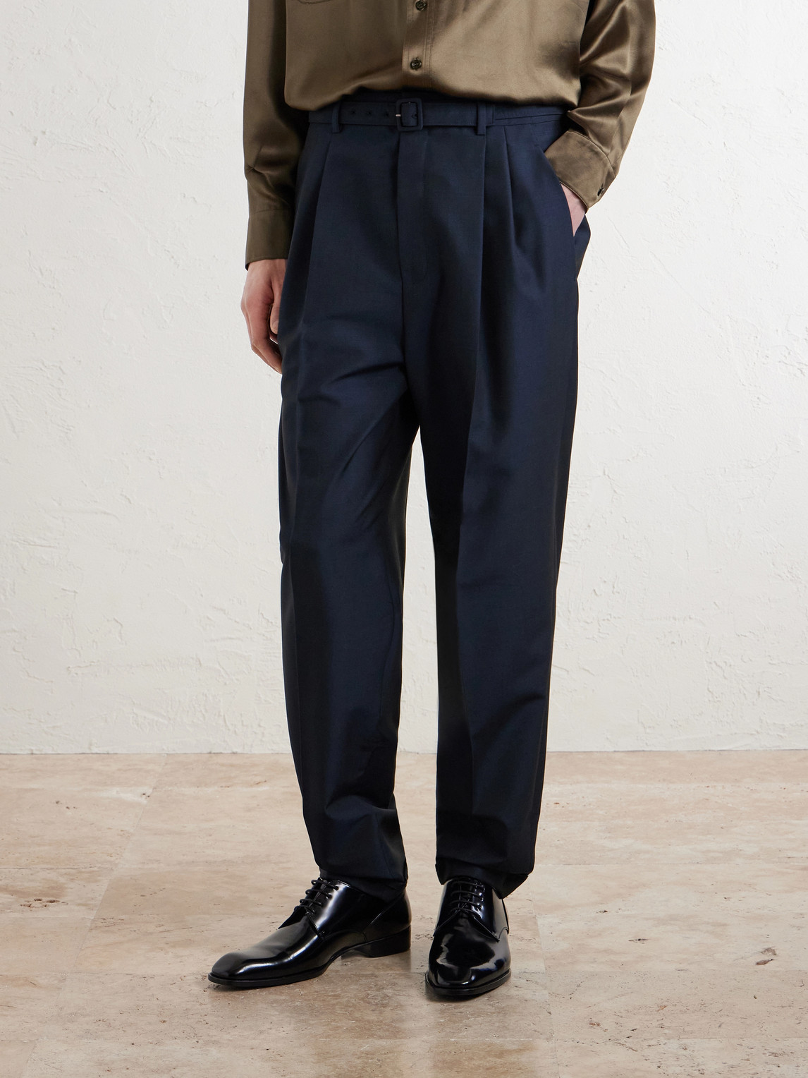 Tapered Pleated Wool