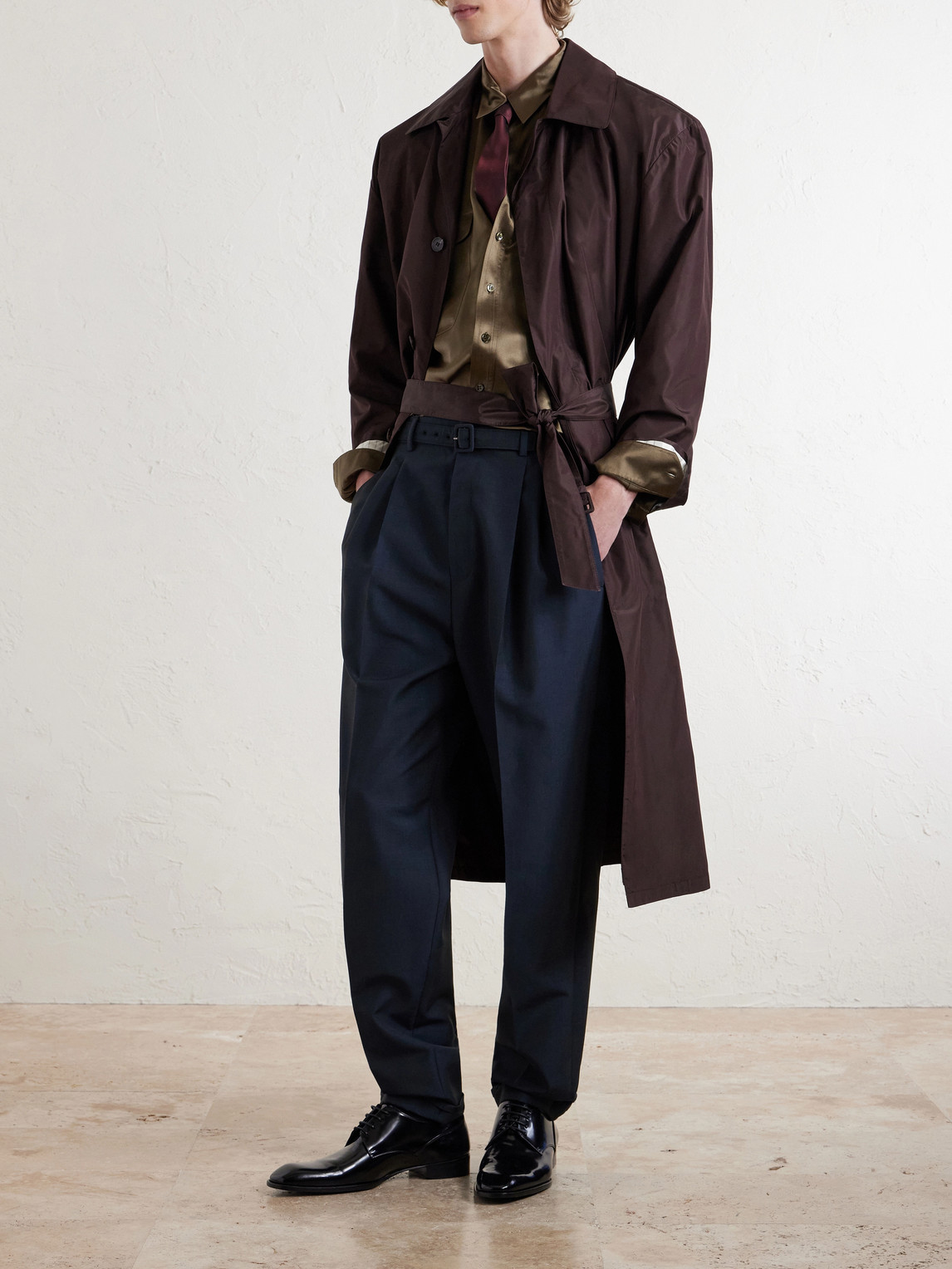 Tapered Pleated Wool