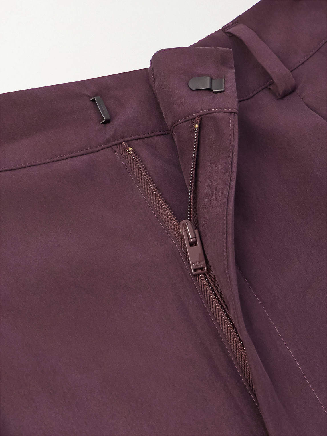 Tapered Belted Pleated Silk Trousers