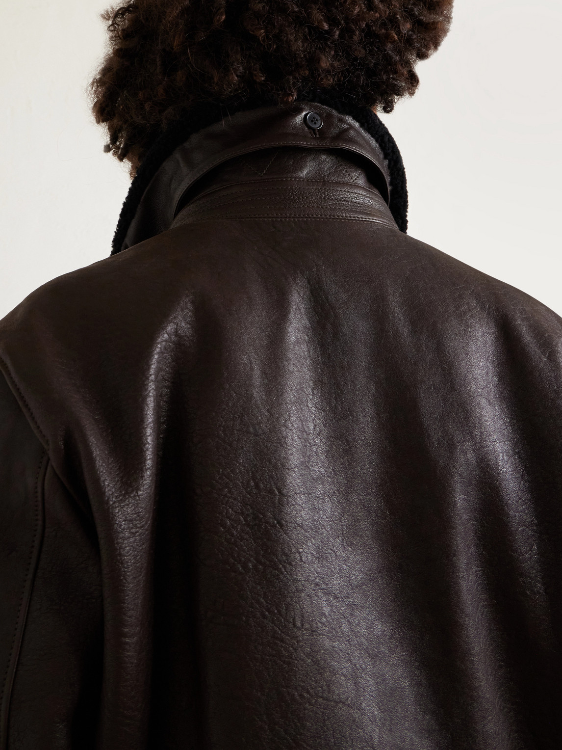 Shearling-Trimmed Full-Grain Leather