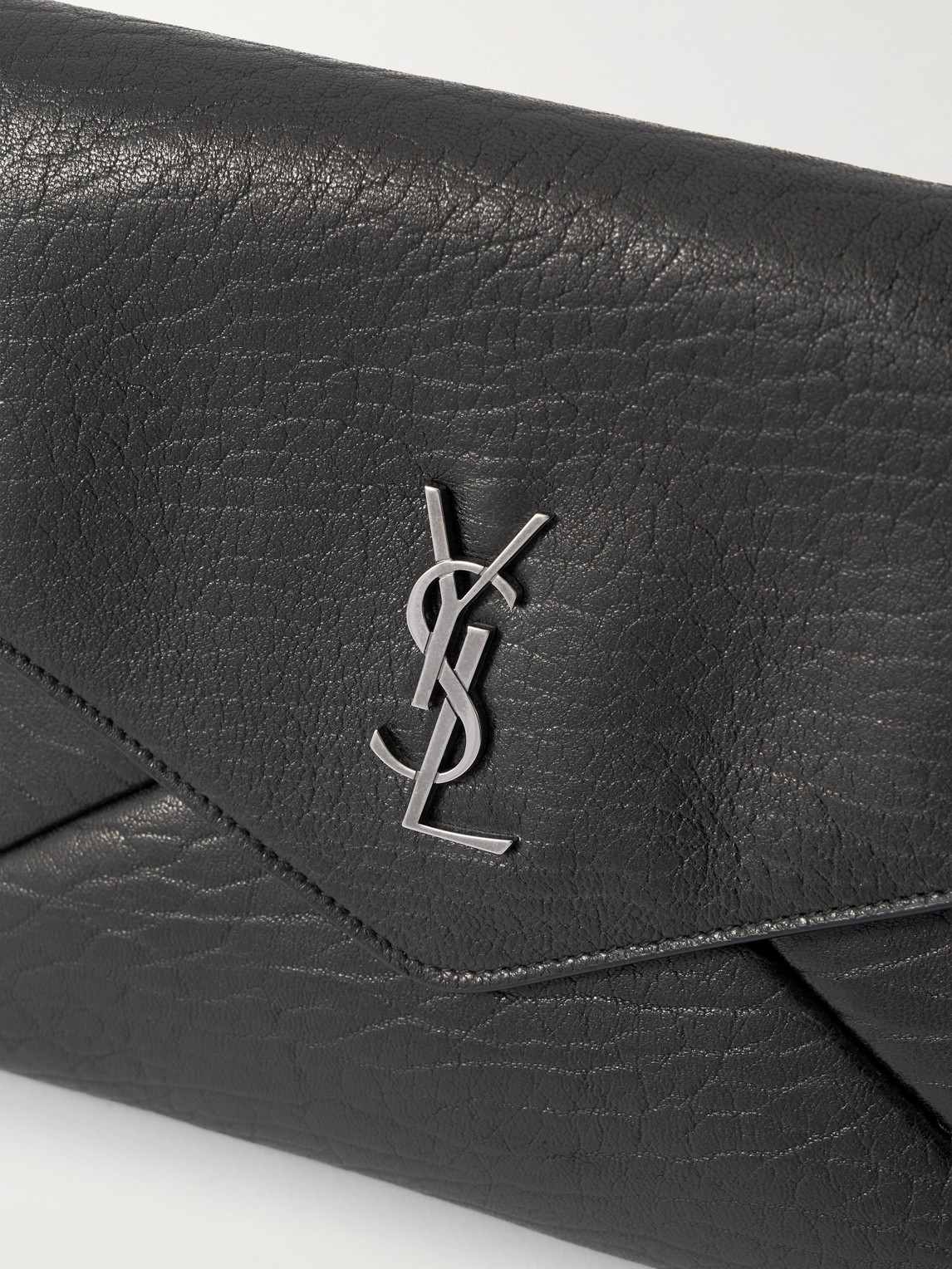  Saint Laurent - Logo-embellished Full-grain Leather Pouch - Men - Black 