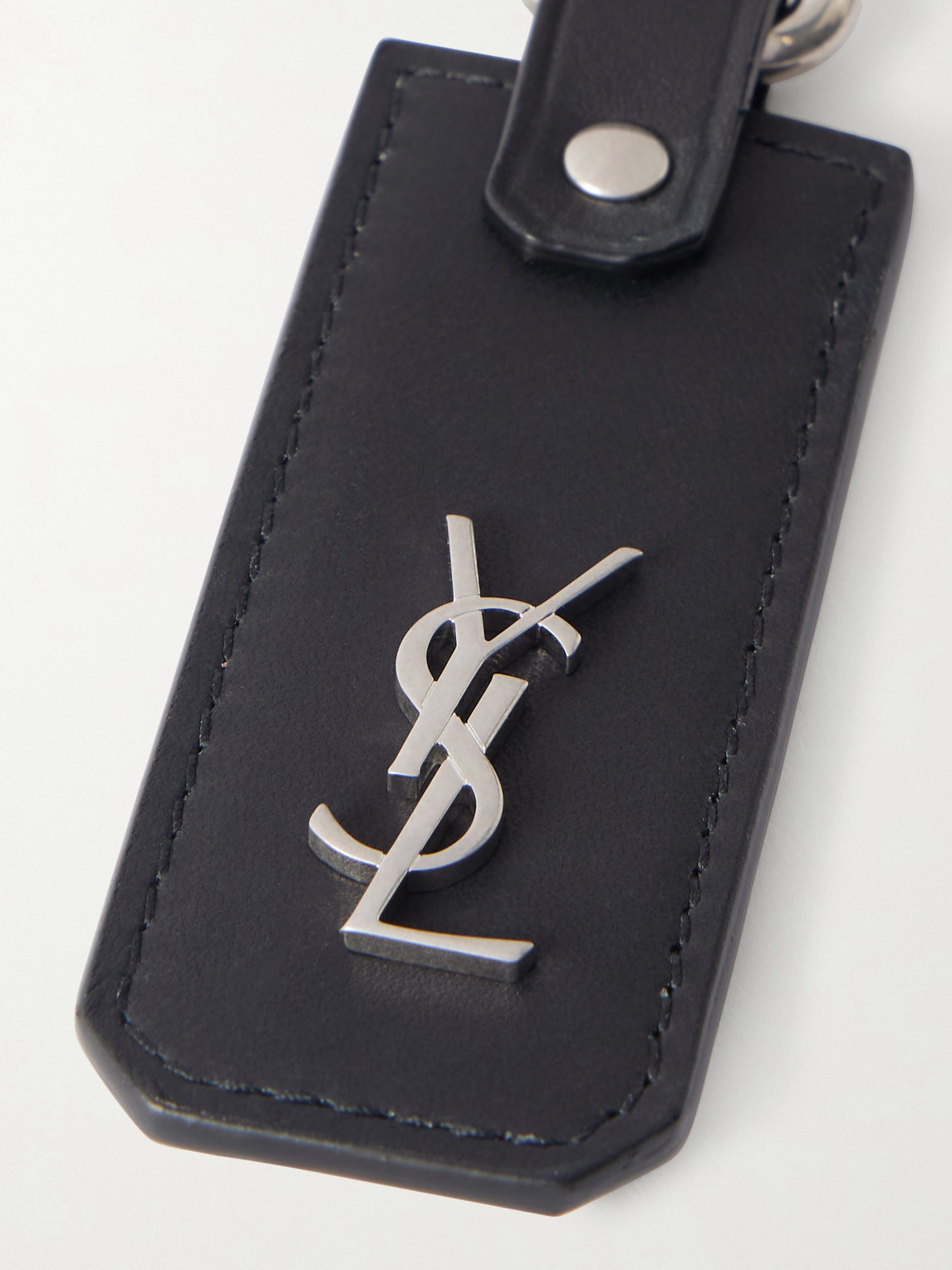  Saint Laurent - Cassandre Leather And Silver-tone Key Fob - Men - Black 