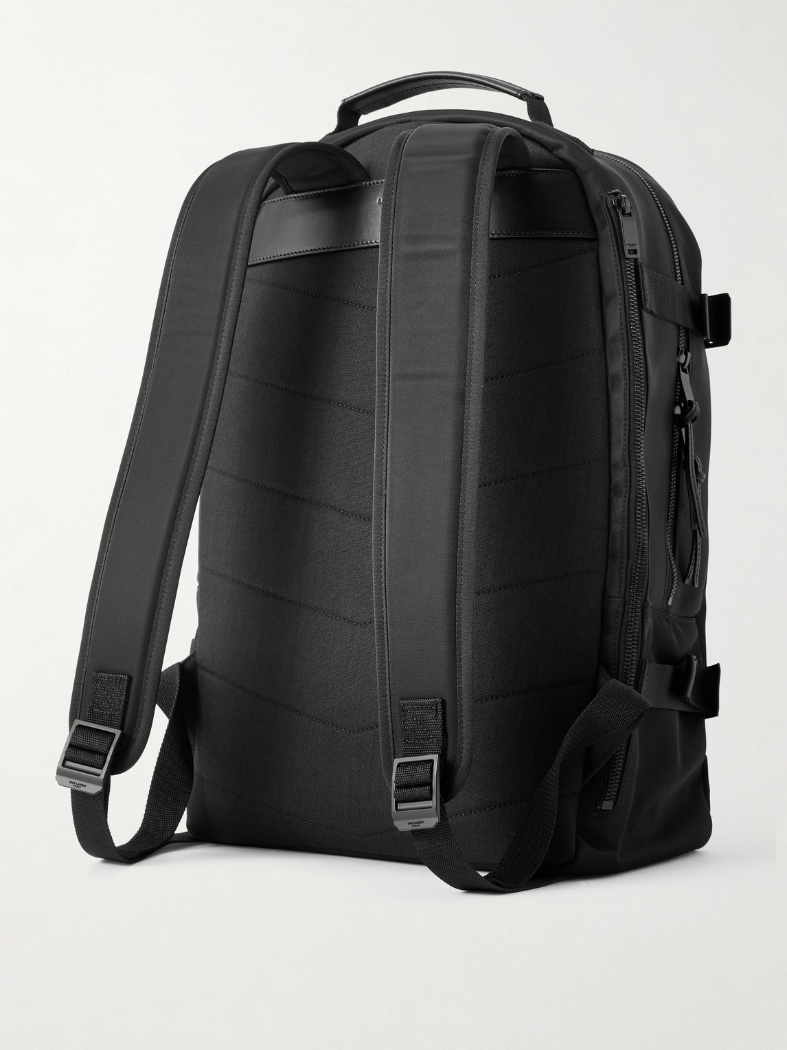 Saint Laurent Leather-trimmed Shell Backpack In Black