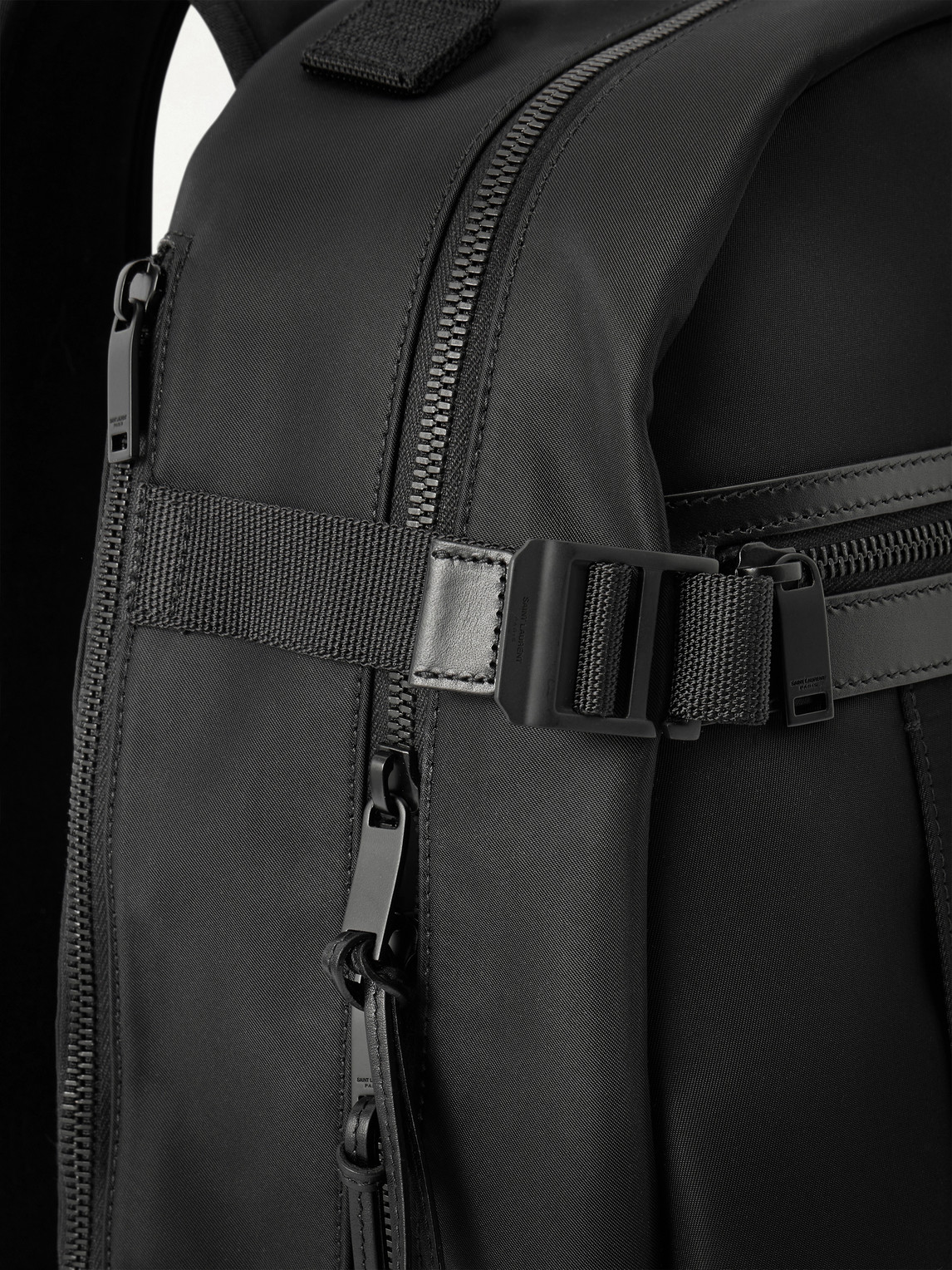 Saint Laurent Leather-trimmed Shell Backpack In Black