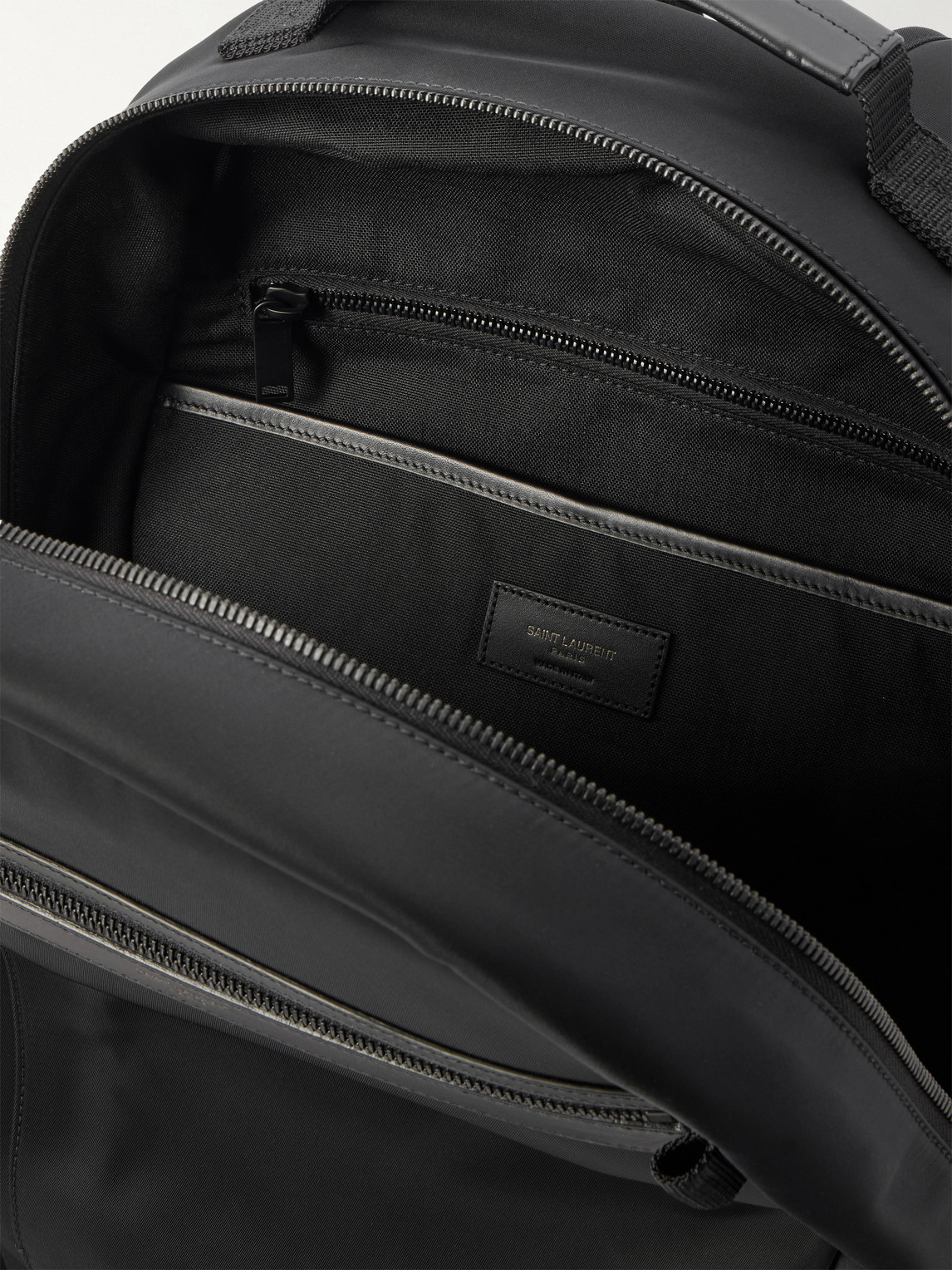 Saint Laurent Leather-trimmed Shell Backpack In Black