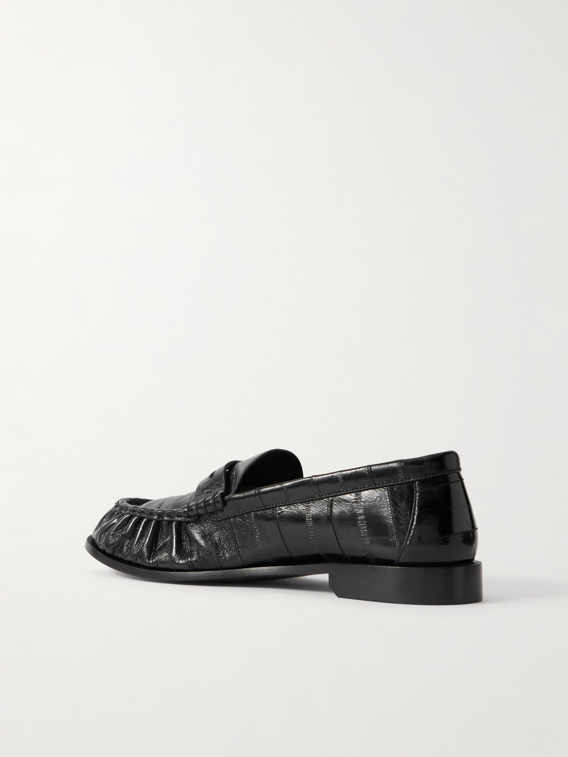 Saint Laurent Le Loafer Monogram Logo-appliquéd Eel Penny Loafers In Black