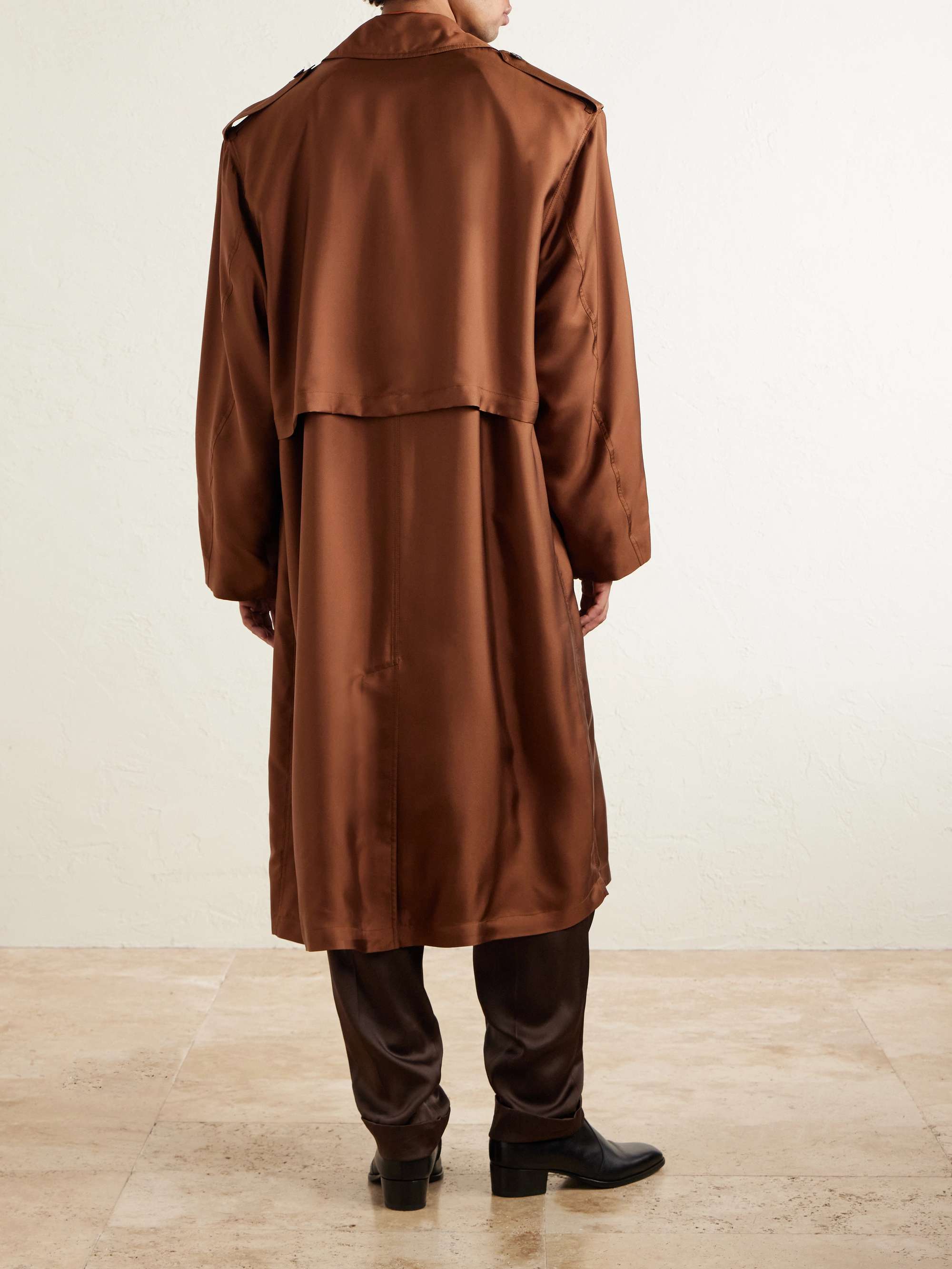 SAINT LAURENT Double-Breasted Silk Trench Coat for Men | MR PORTER