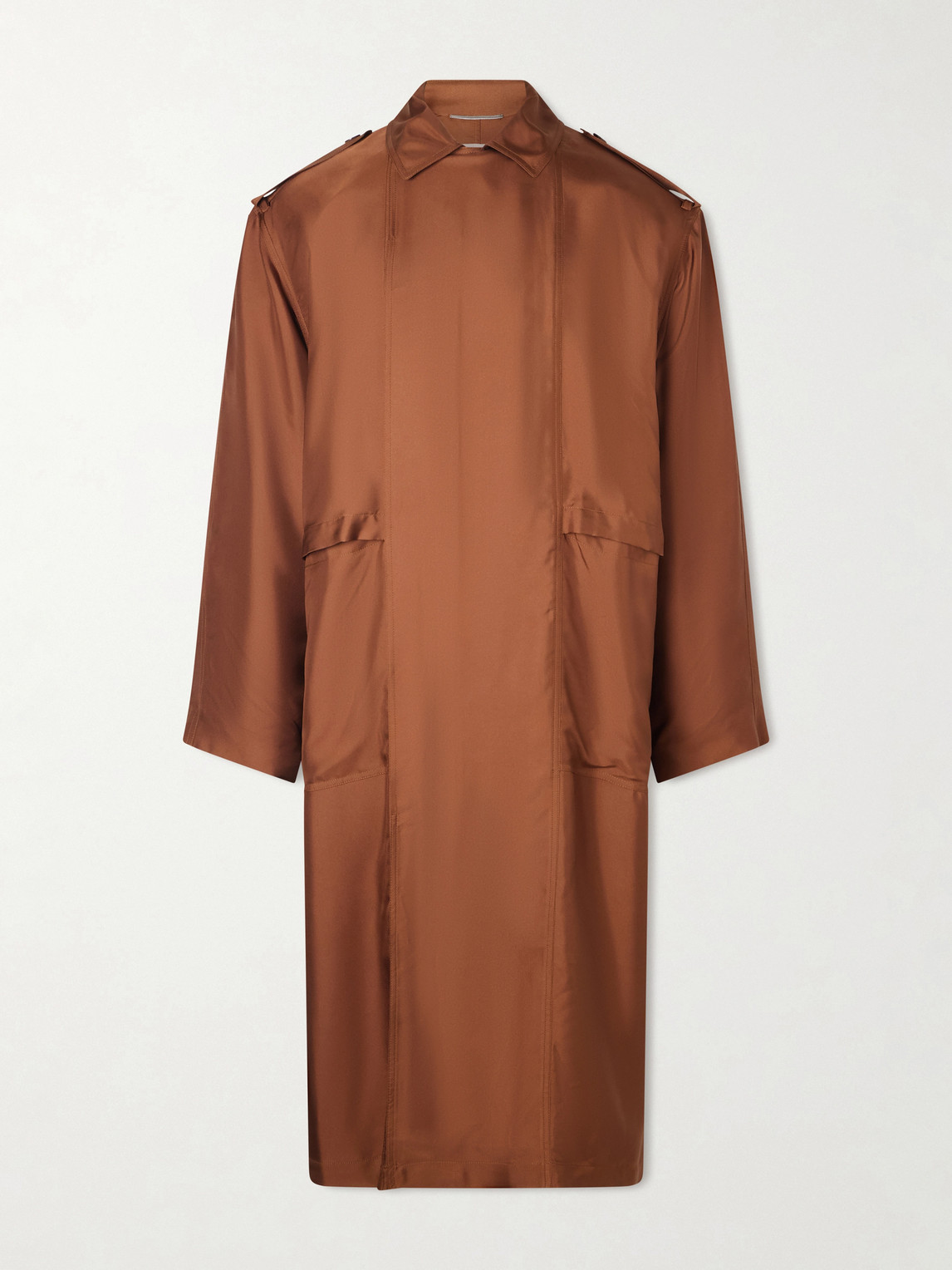 Saint Laurent Double-Breasted Silk Trench Coat IT 52