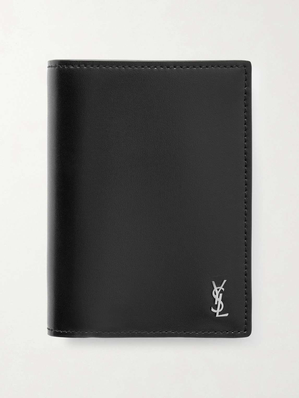 Saint Laurent Leather Trifold Wallet In Black