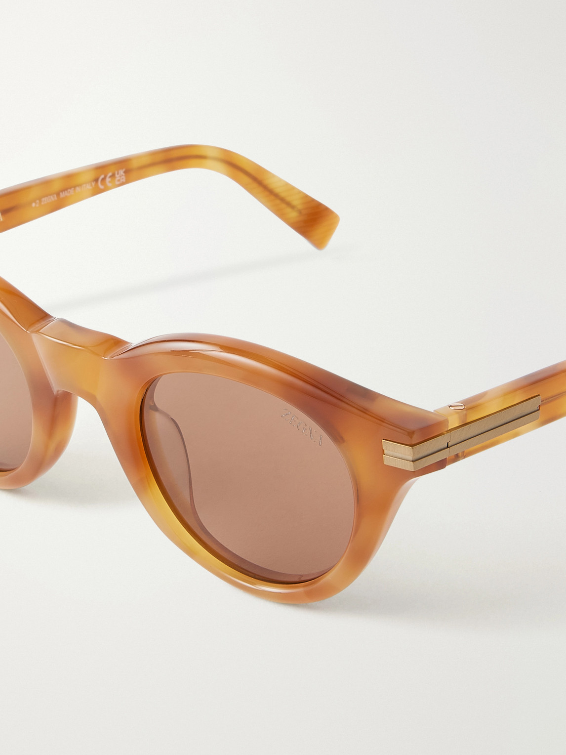  Zegna - Round-frame Acetate Sunglasses - Men - Brown 