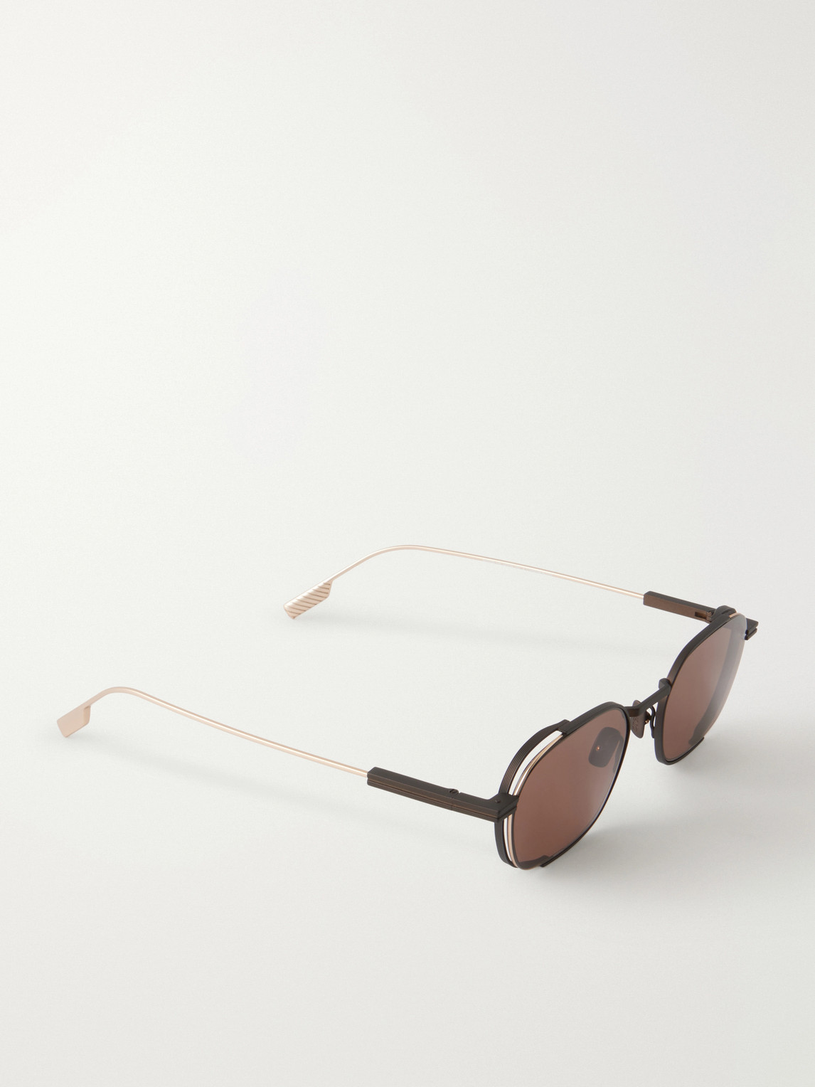  Zegna - Round-frame Titanium Sunglasses - Men - Brown 