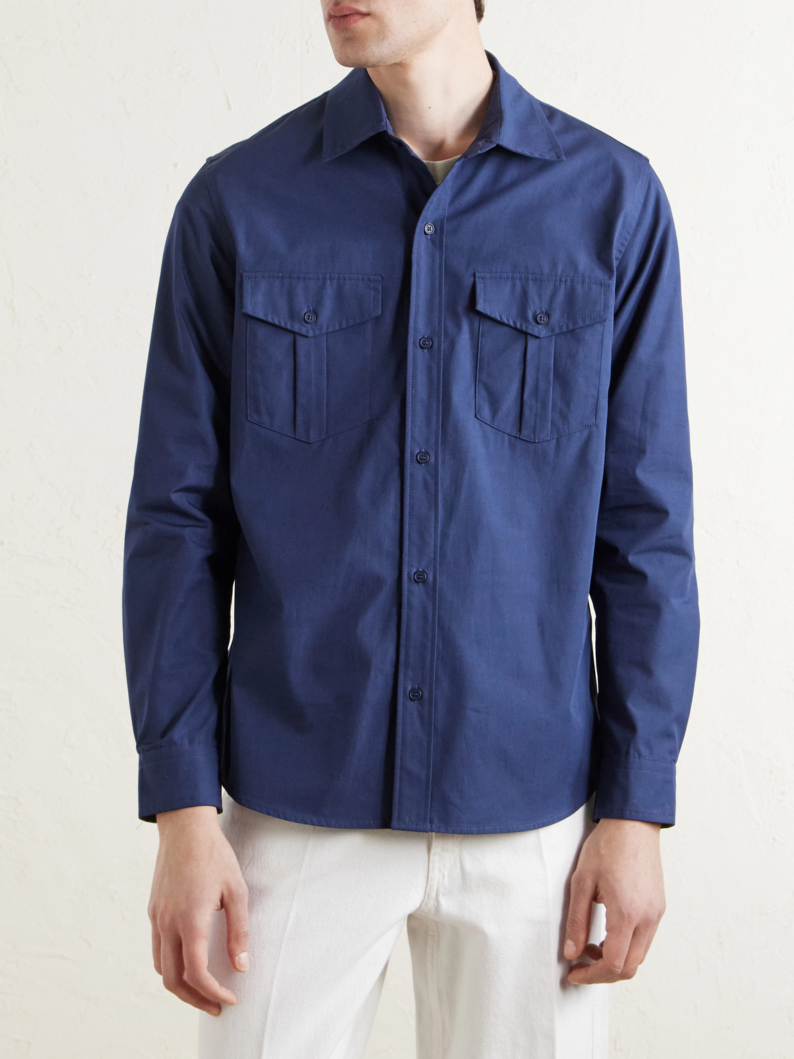  A.p.c. - Warren Cotton-poplin Shirt - Men - Blue - L 