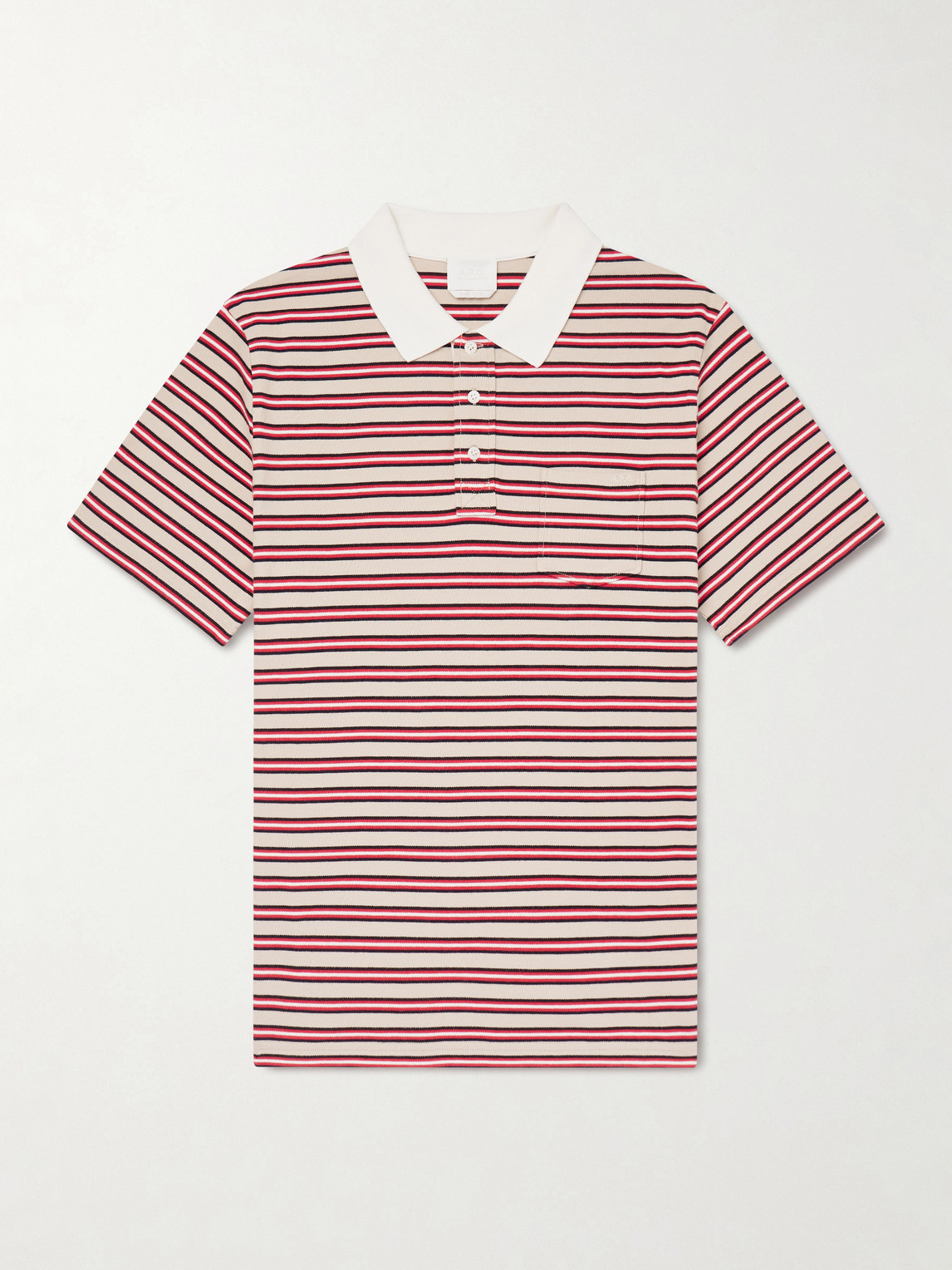 A.P.C. Oscar Logo-Embroidered triped Organic Cotton-Piqué Polo hirt - Men