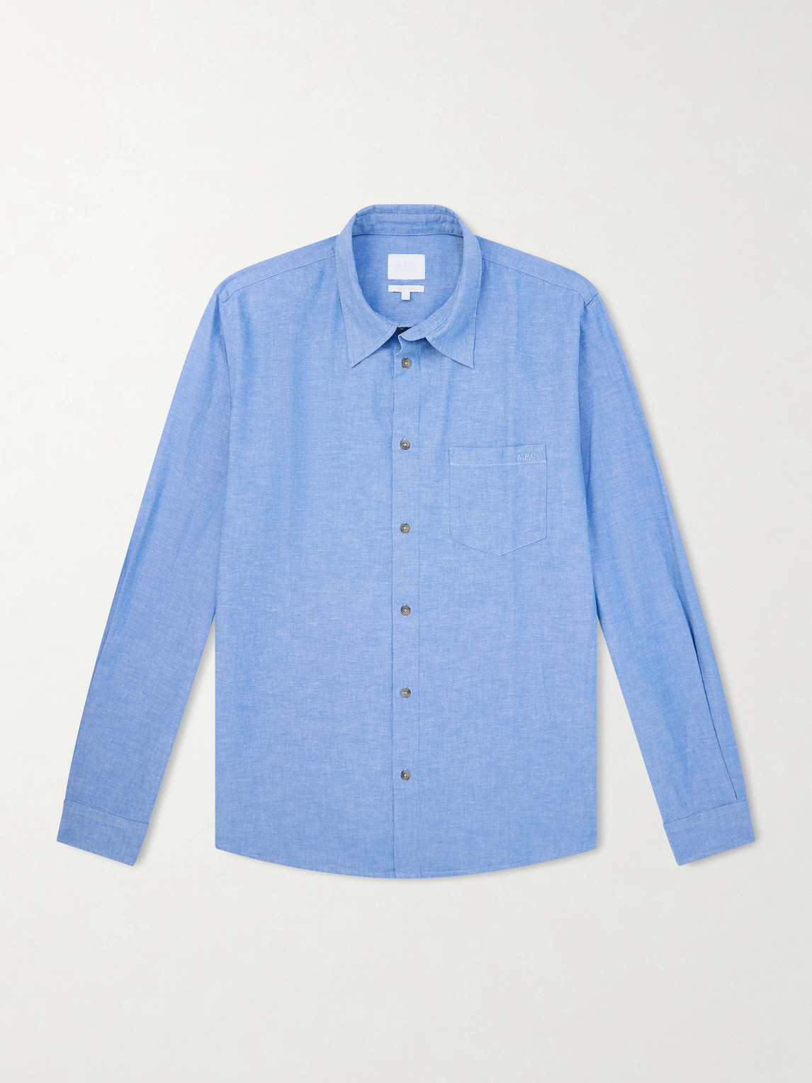 A.P.C. Harris Logo-Embroidered Cotton and Linen-Blend hirt - Men