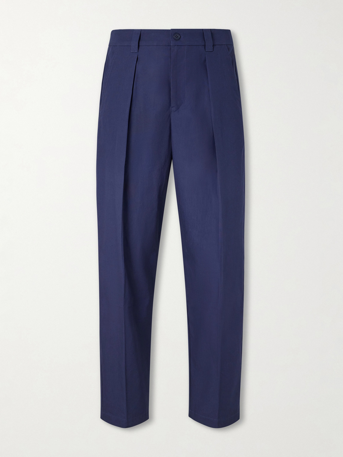 Apc Renato Straight-leg Pleated Cotton-twill Trousers In Blue