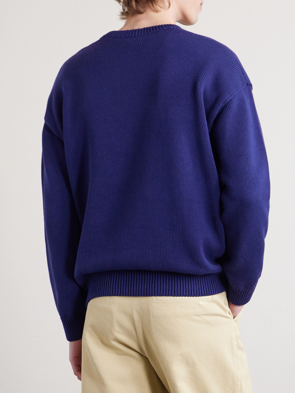  A.p.c. - Logo-intarsia Cotton Sweater - Men - Blue - Xs 