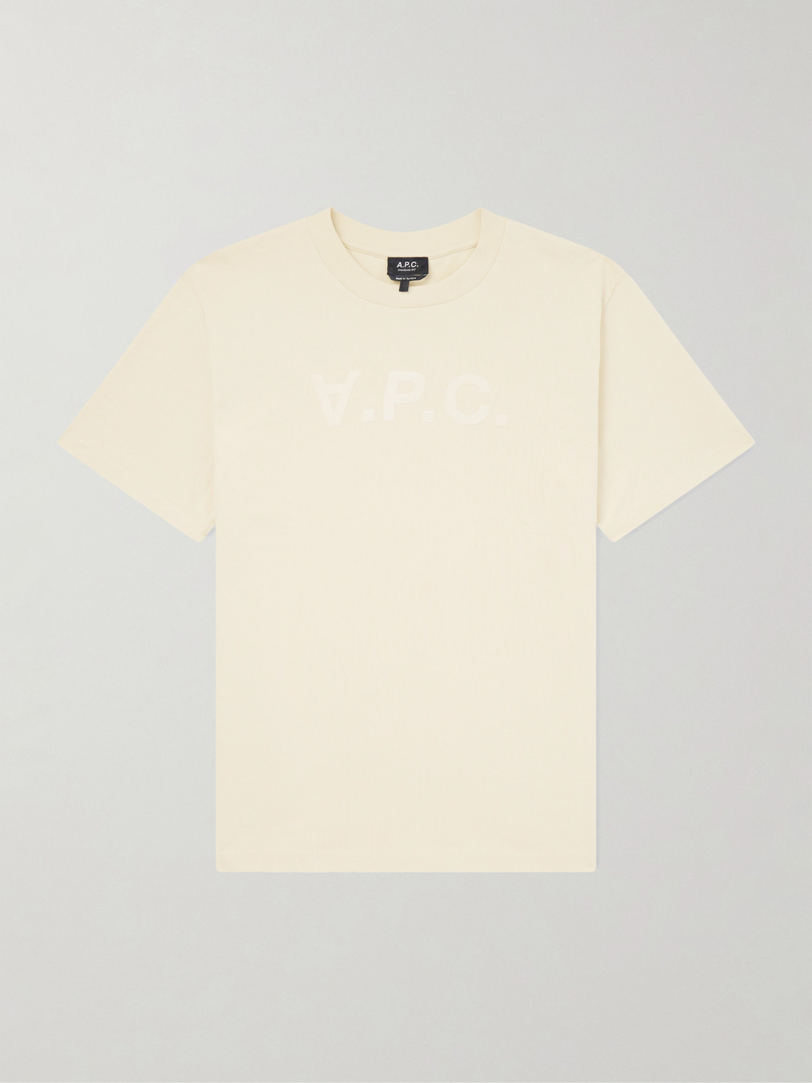 A.p.c. Standard Grand Vpc Logo-flocked Organic Cotton-jersey T-shirt In Neutral