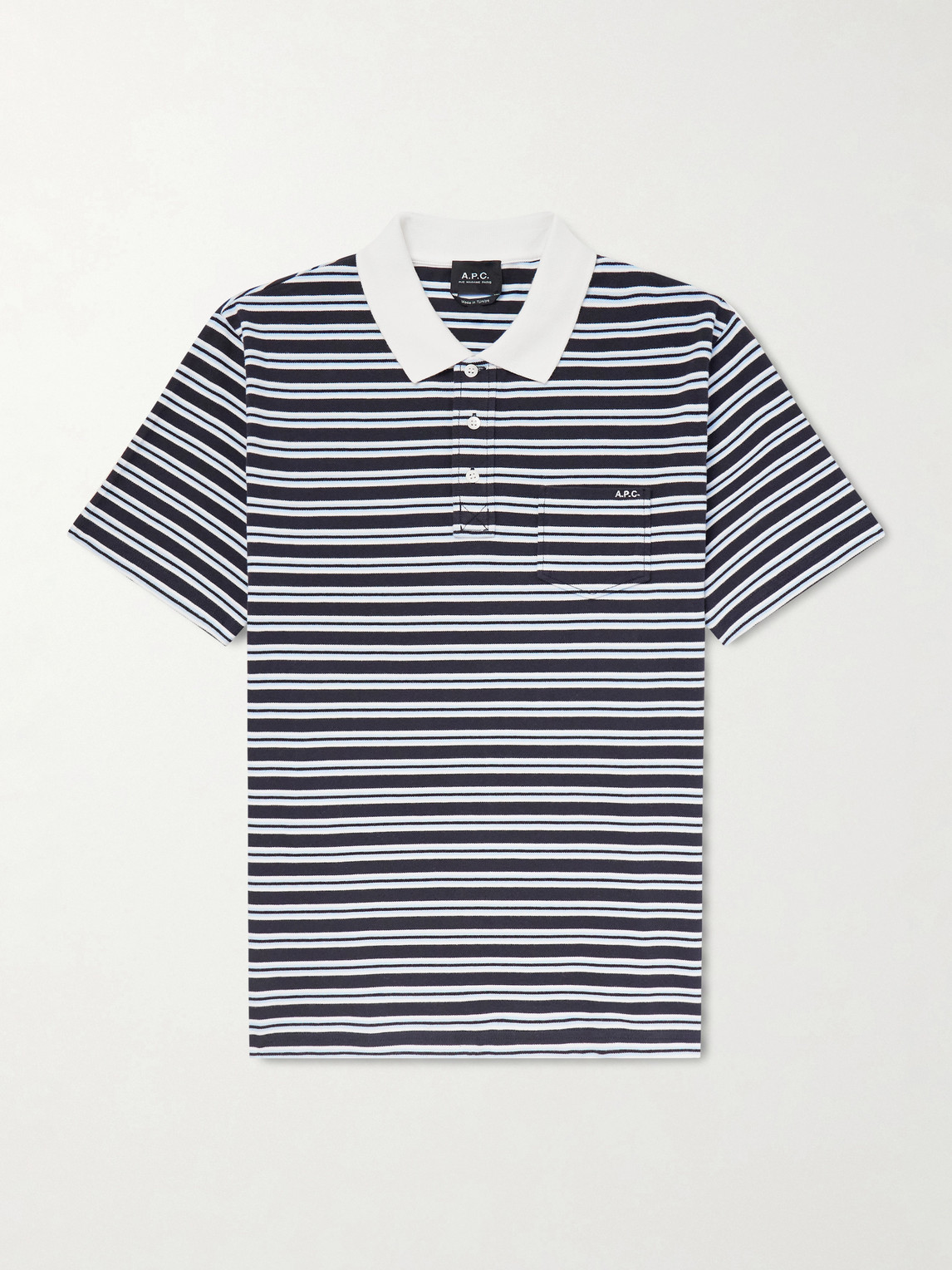 A.P.C. Oscar ogo-Embroidered Striped Organic Cotton-Piqué Polo Shirt - Men