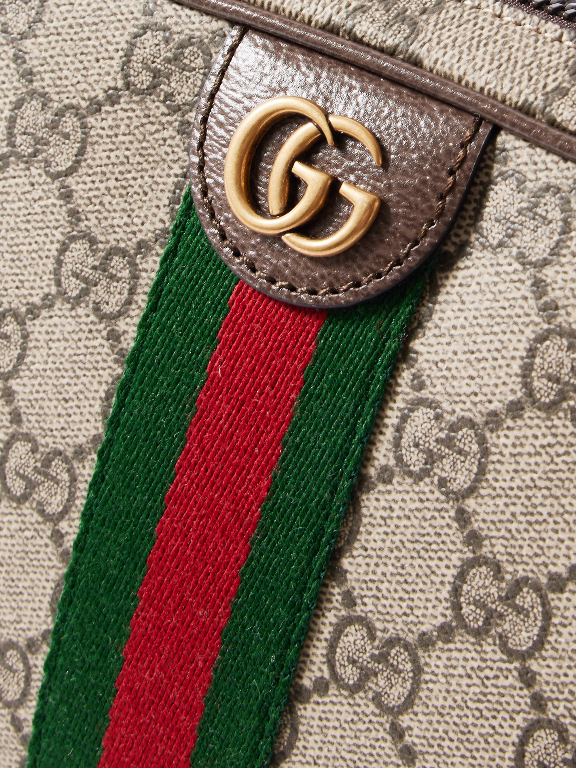 Ophidia Small Leather-Trimmed Monogrammed Coated-Canvas Messenger Bag — Image 4