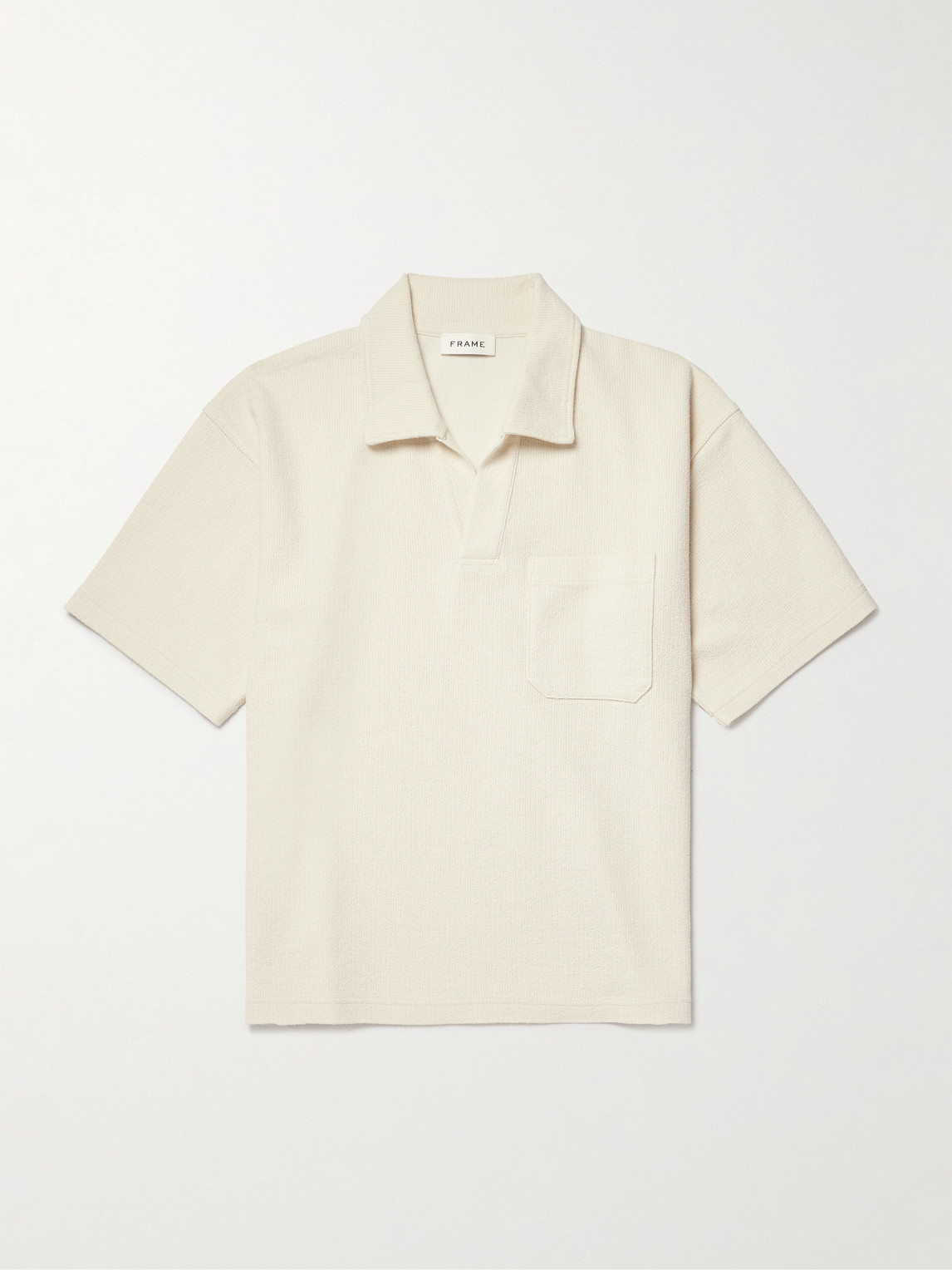 Frame Textured Cotton-blend Polo Shirt In Neutral