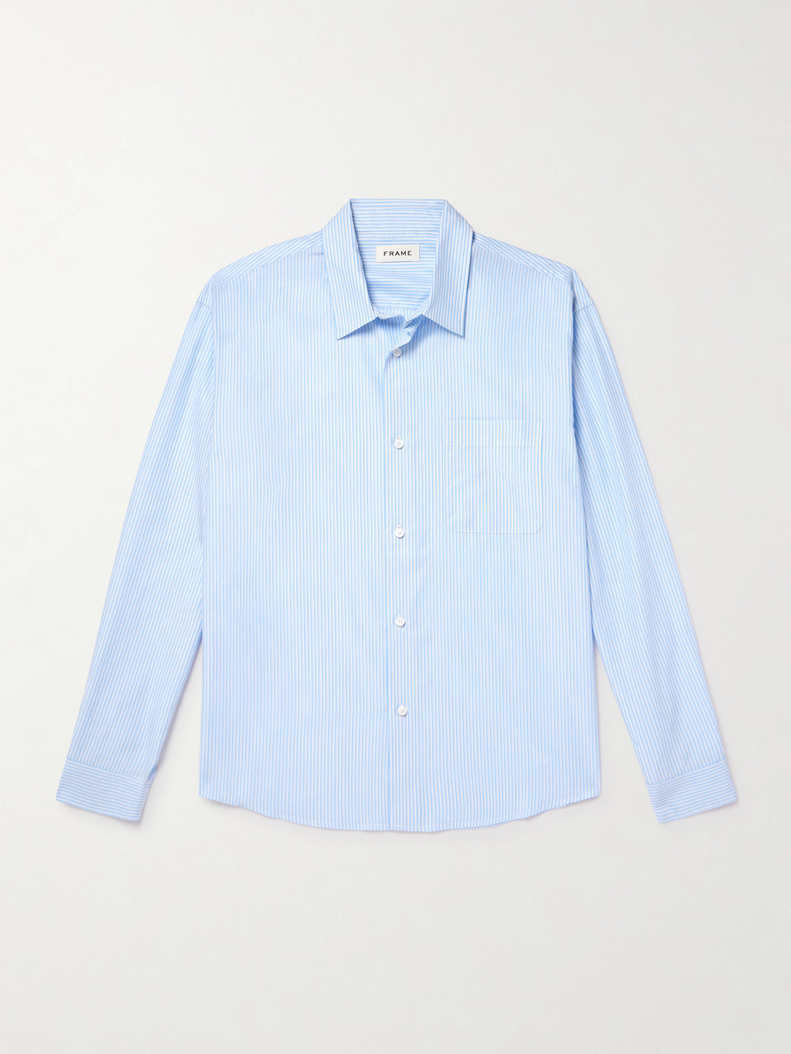 Frame Relaxed Striped Lyocell Shirt In Blue