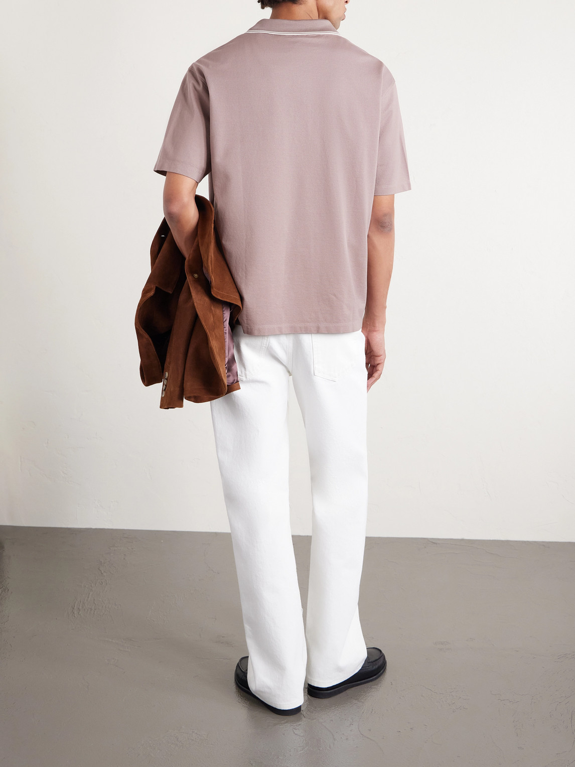 Frame - Striped Cotton-piqué Polo Shirt - Men - Pink - S 