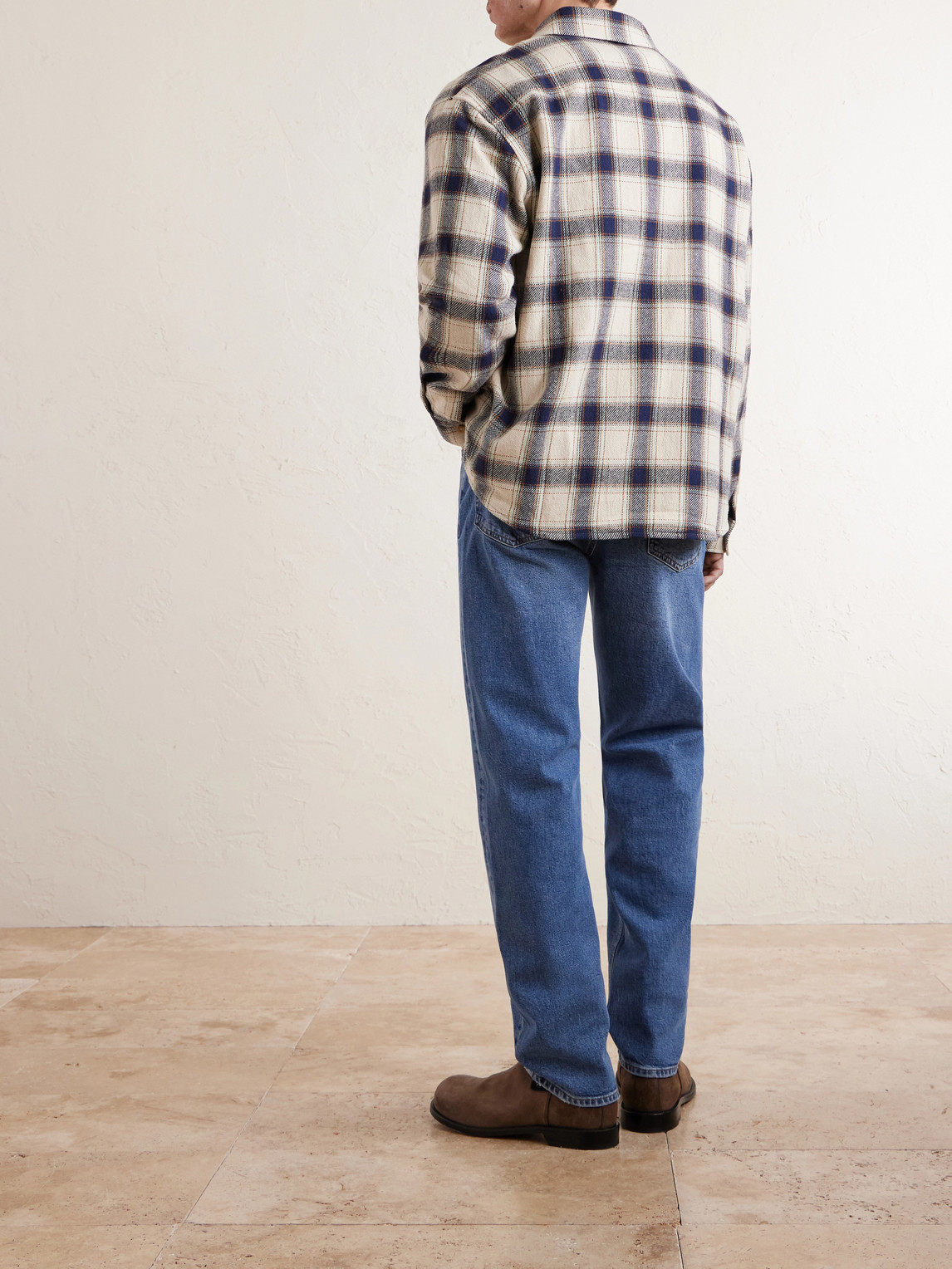 Frame Checked Cotton-blend Flannel Overshirt In Multi