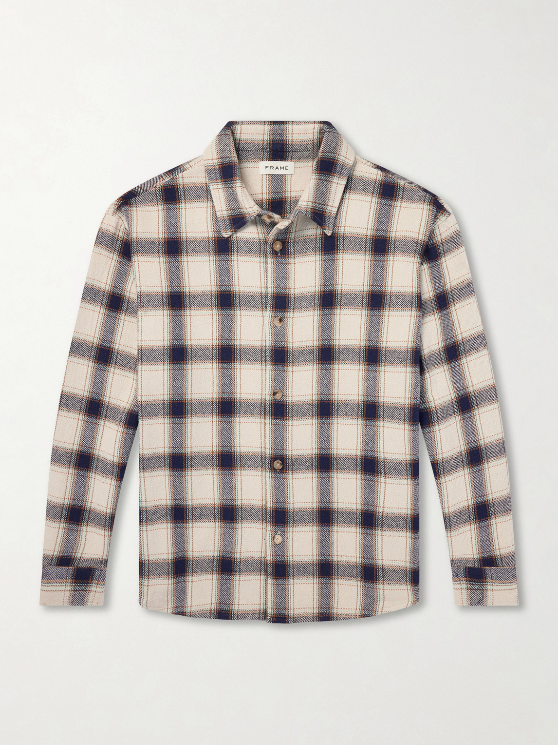 Frame Checked Cotton-blend Flannel Overshirt In Multi