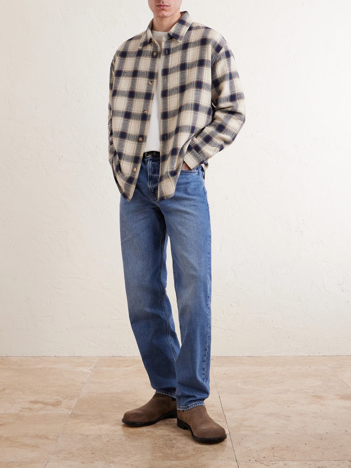 Frame Checked Cotton-blend Flannel Overshirt In Multi