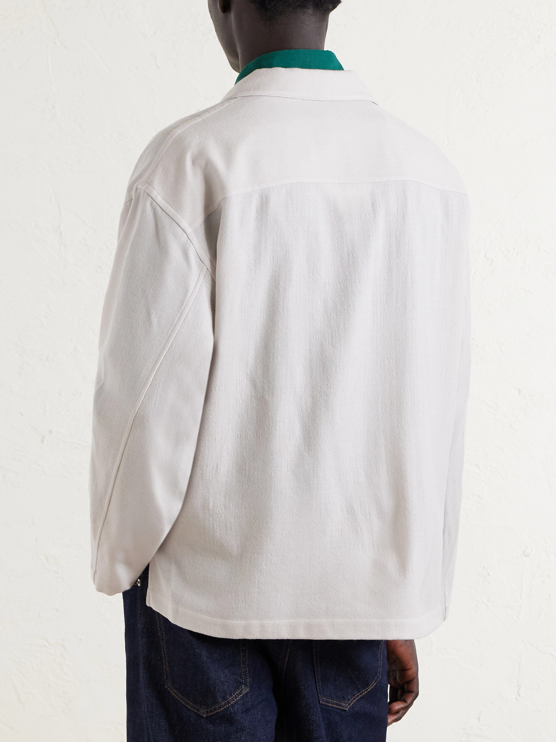 Frame Virgin Wool Half-zip Sweater In White
