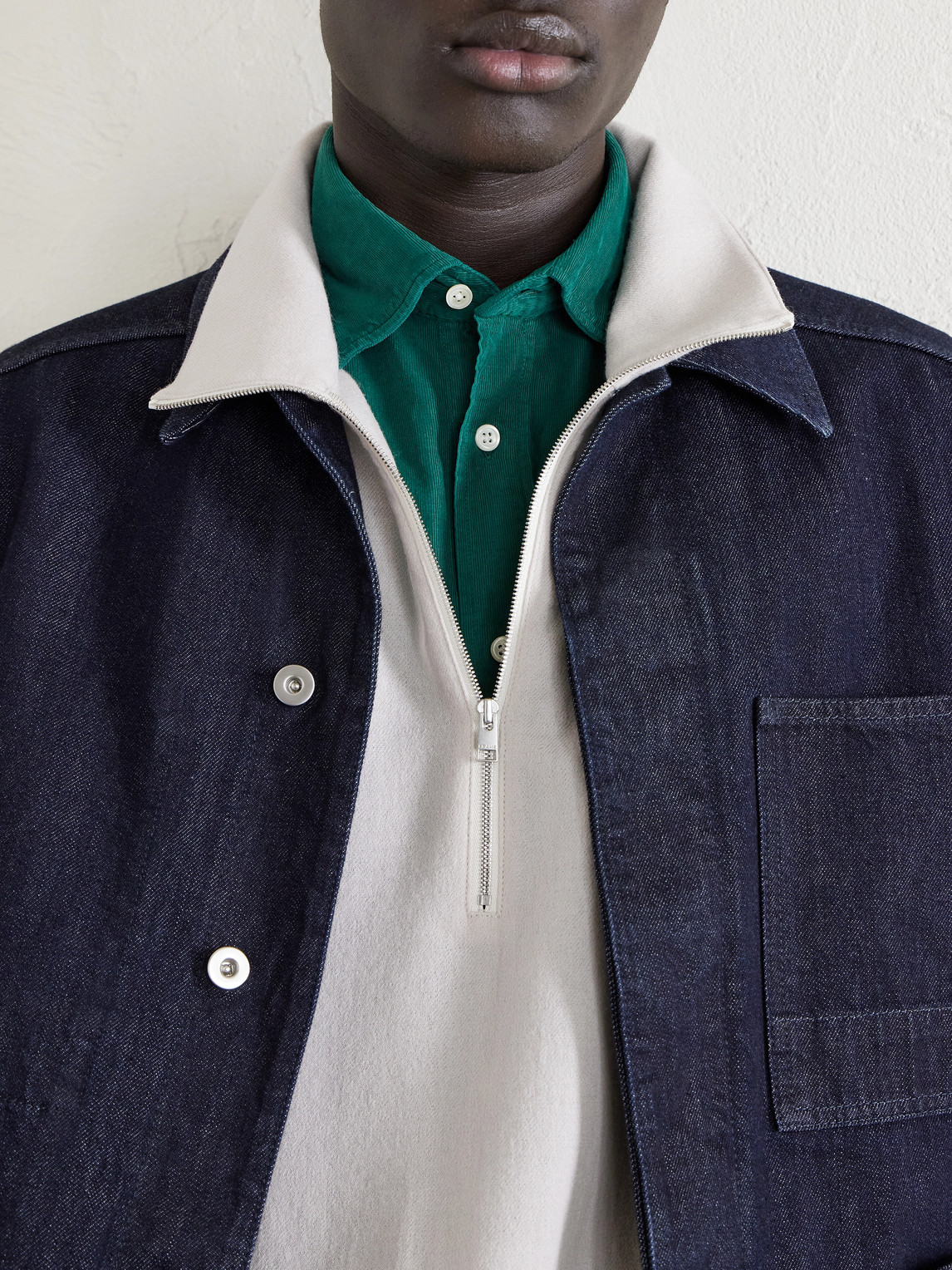 Frame Virgin Wool Half-zip Sweater In White