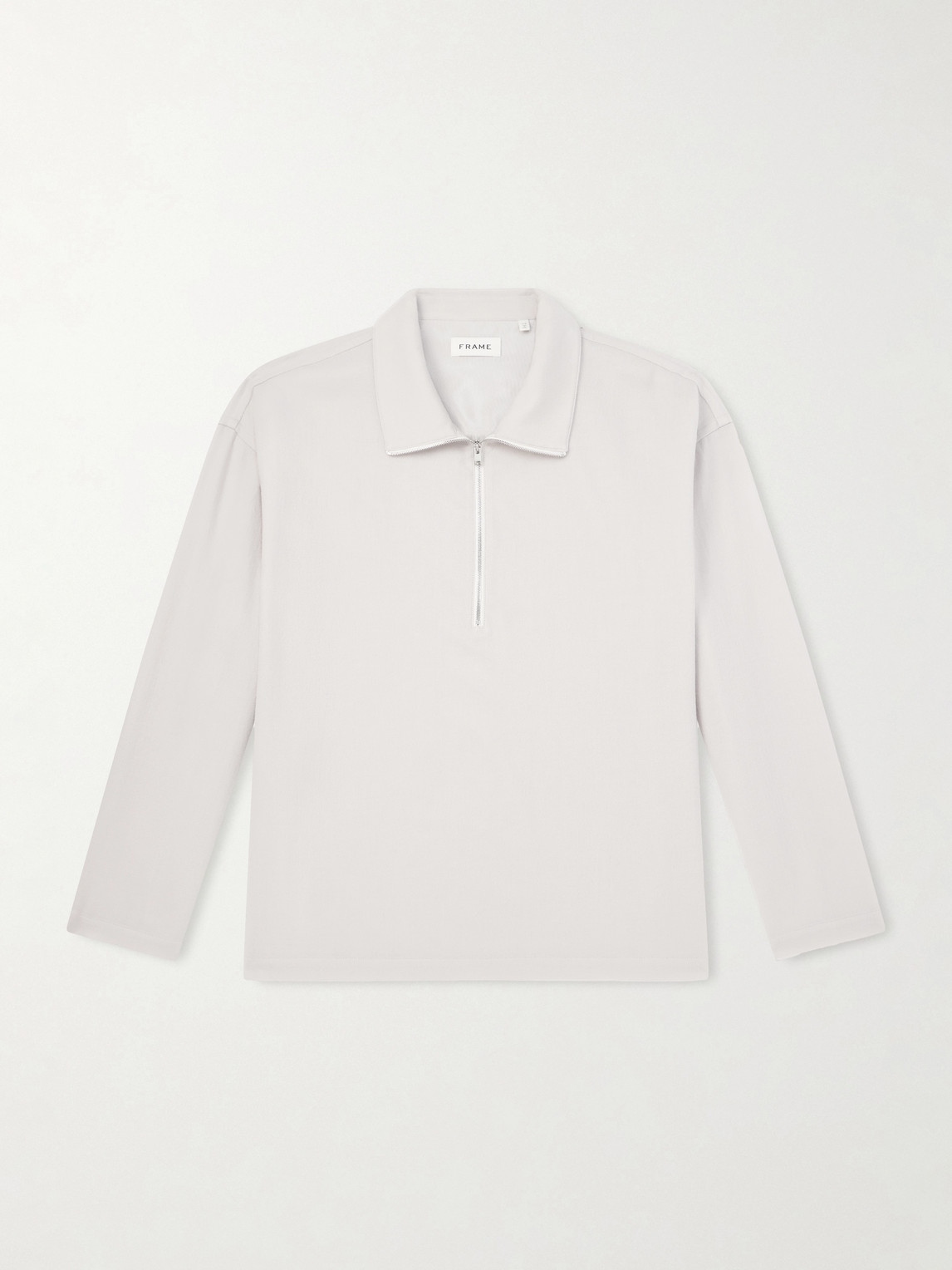 Frame Virgin Wool Half-zip Sweater In White