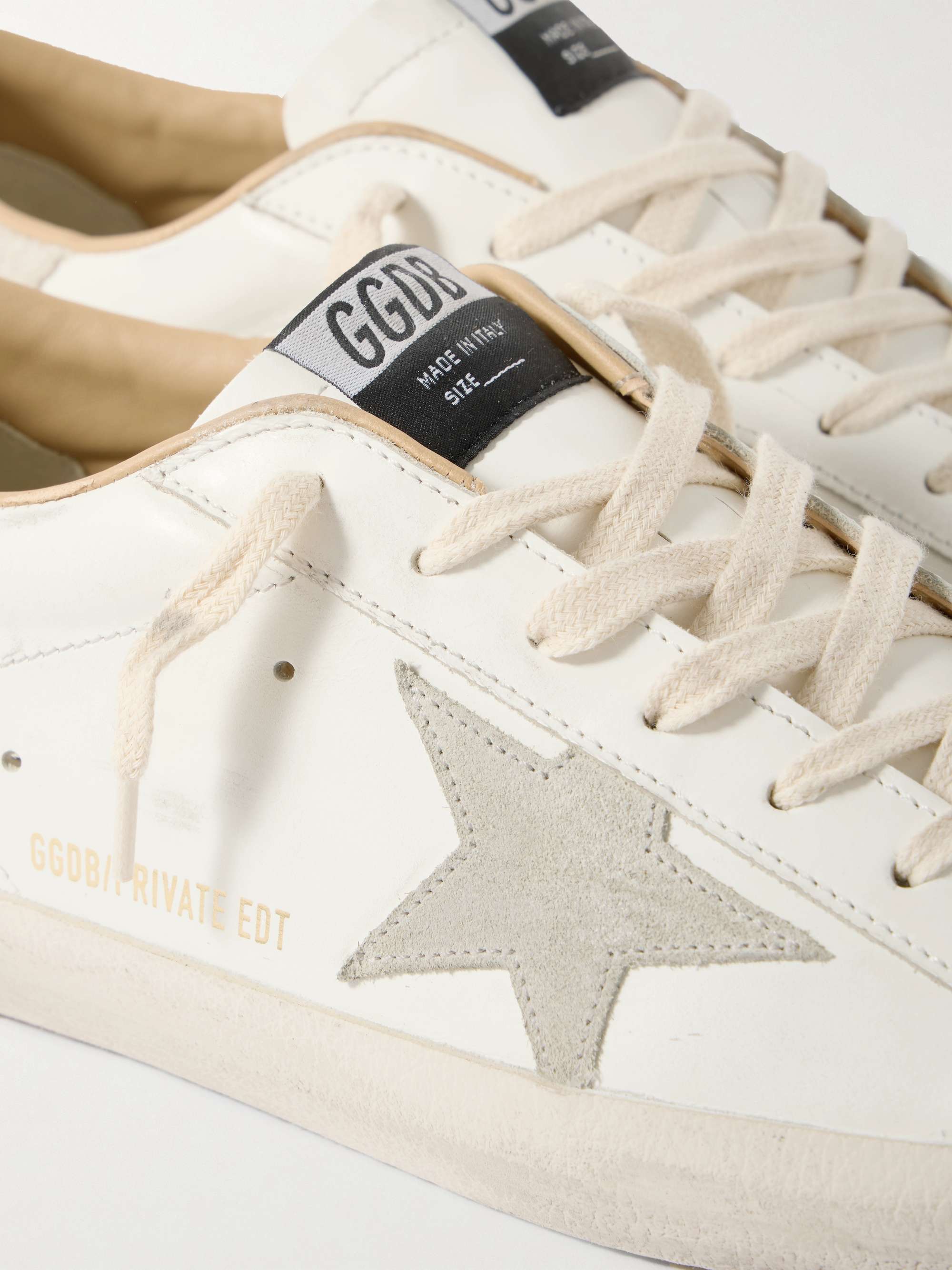 Ken値下げSIXPADHand GOLDEN GOOSE Super-Star Distressed Suede-Trimmed Leather Sneakers