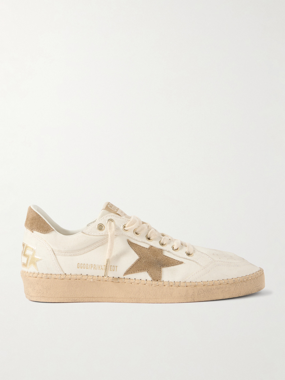 Golden Goose Ball Star Distressed Suede-Trimmed Canvas Sneakers EU 40