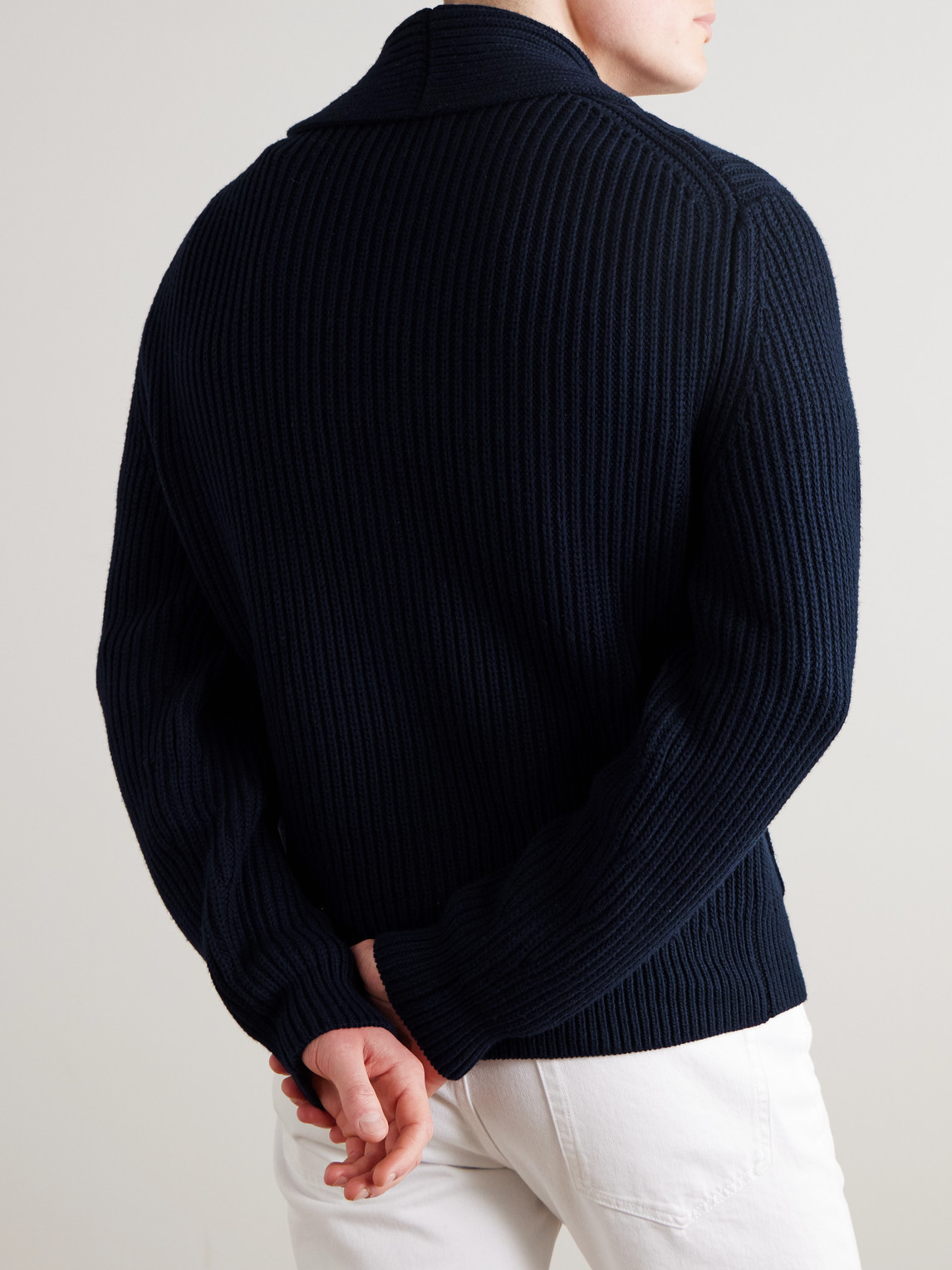 Mr P. - Shawl-Collar Ribbed Cotton And Cashmere-Blend Cardigan