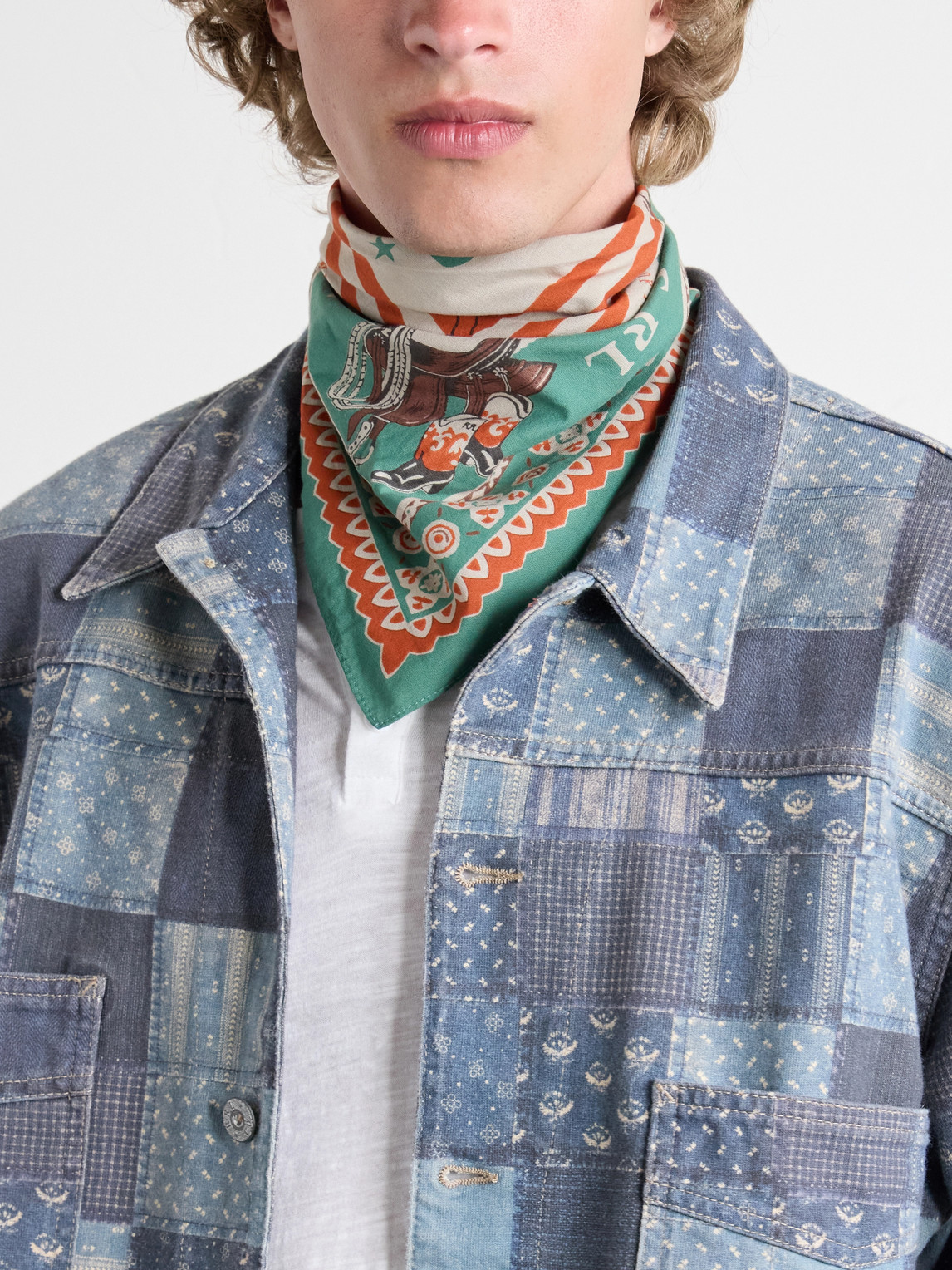  Rrl - Western-print Cotton Bandana - Men - Green 
