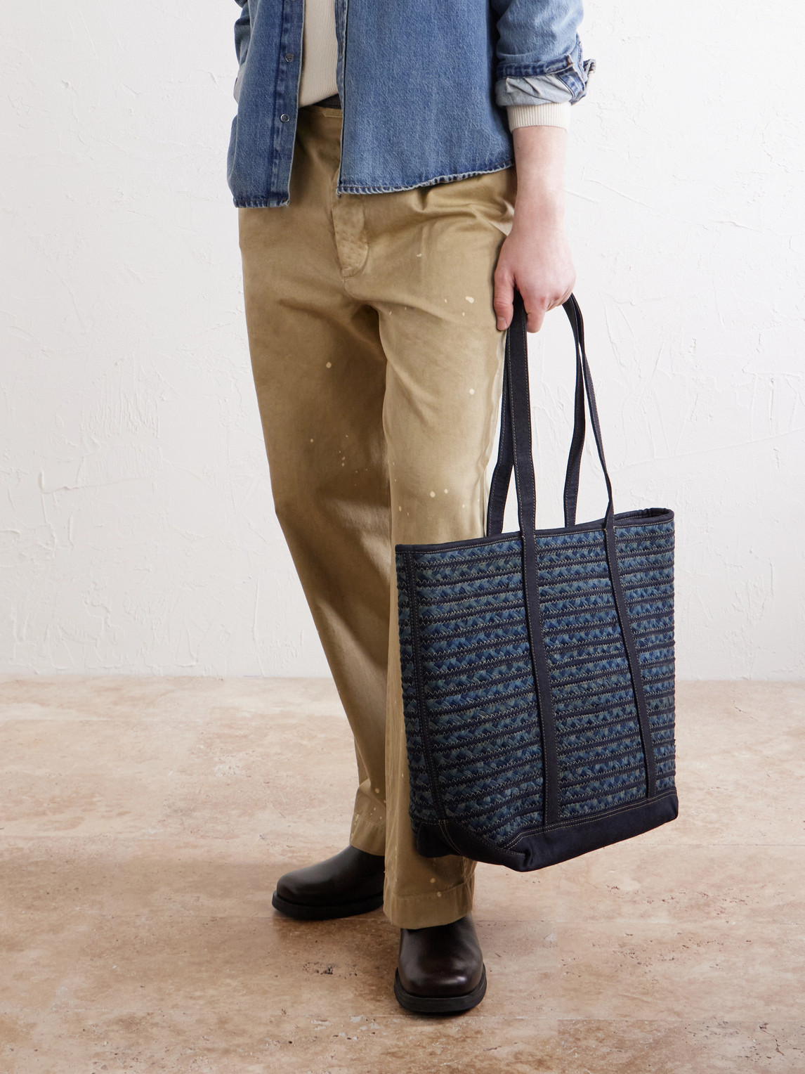  Rrl - Banks Beach Medium Woven Tote - Men - Blue 