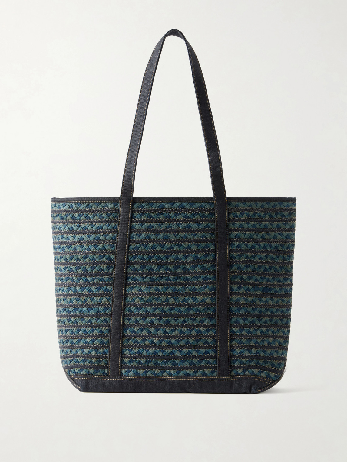 Rrl Banks Beach Medium Woven Tote In Blue
