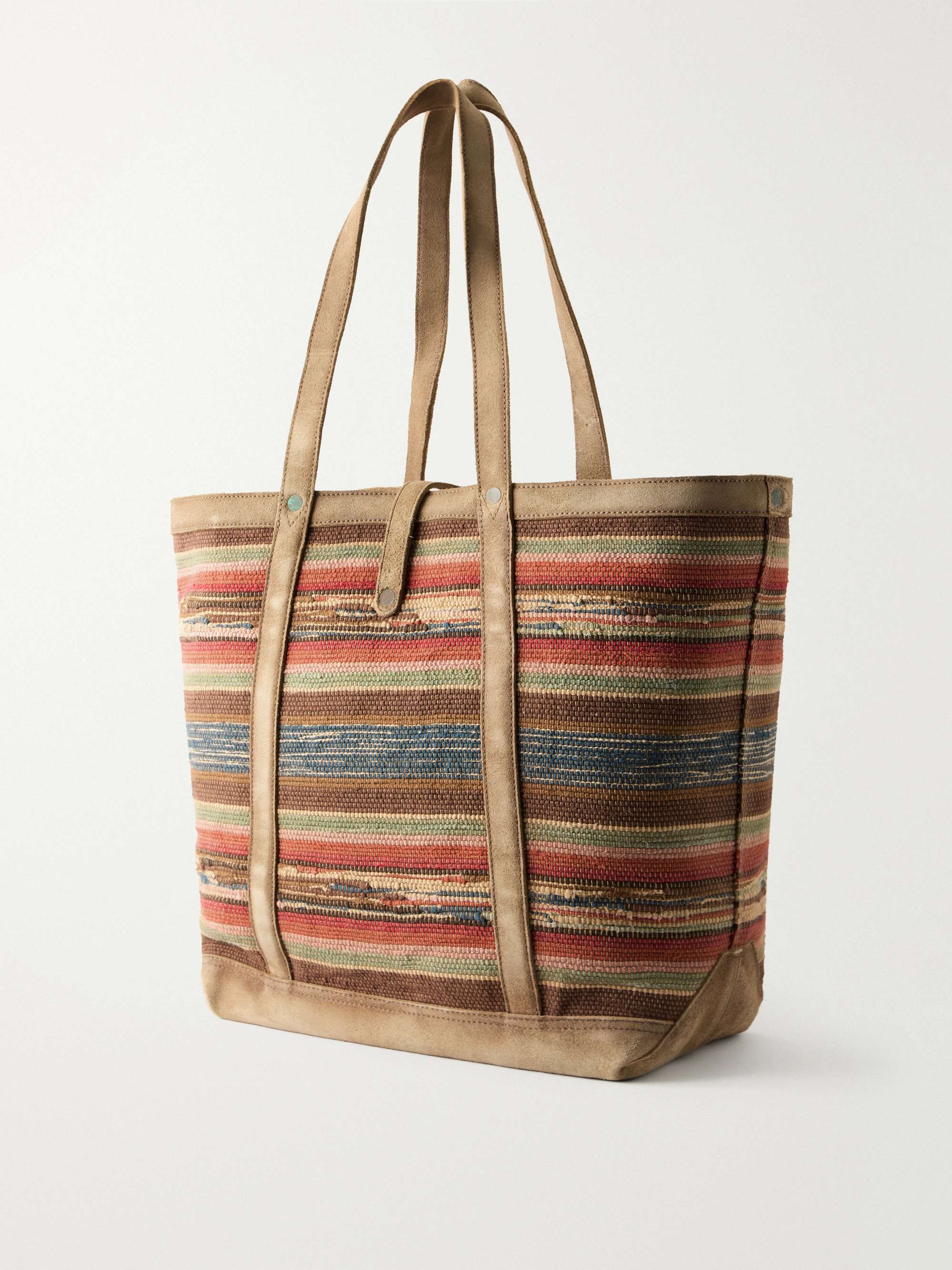 RRL Murphy Medium Suede-Trimmed Woven Cotton Tote Bag for Men | MR