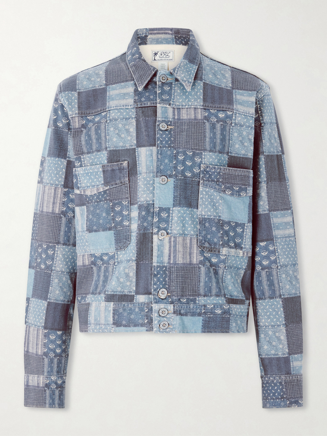 Rrl Patchwork Cotton Jacket In Blue