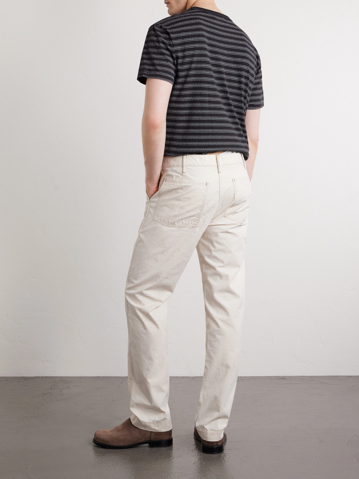 Straight-Leg Paint-Splattered Cotton-Canvas Trousers