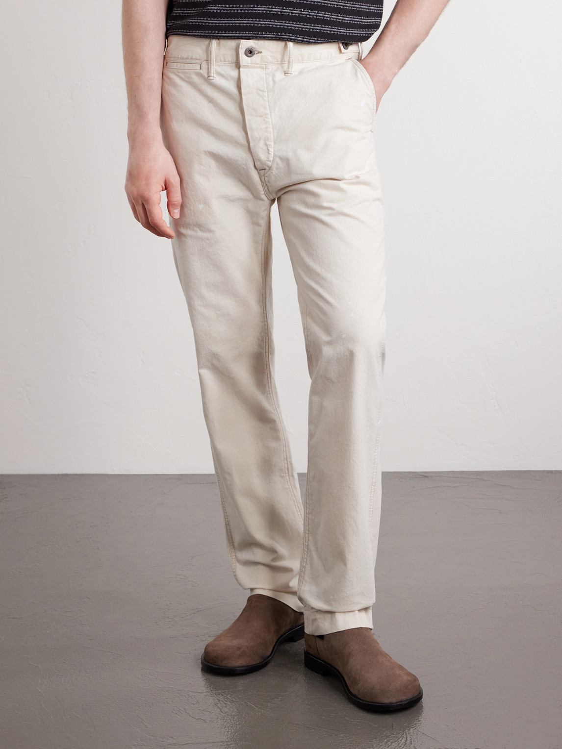 Straight-Leg Paint-Splattered Cotton-Canvas Trousers